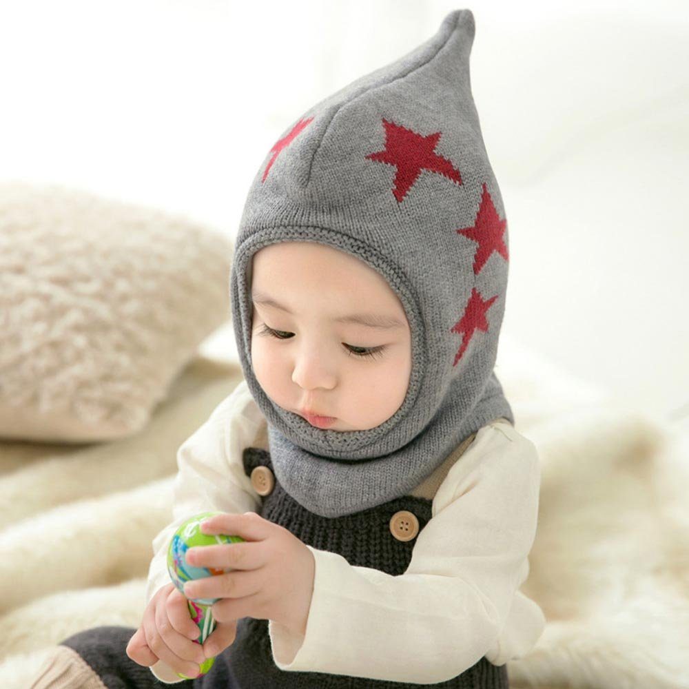 Vivi Idee Schlupfmütze Baby Schalmützen Balaclava Wollmütze Strickmütze Wintermütze für 3-18 Monaten Baby u. Kleinkind