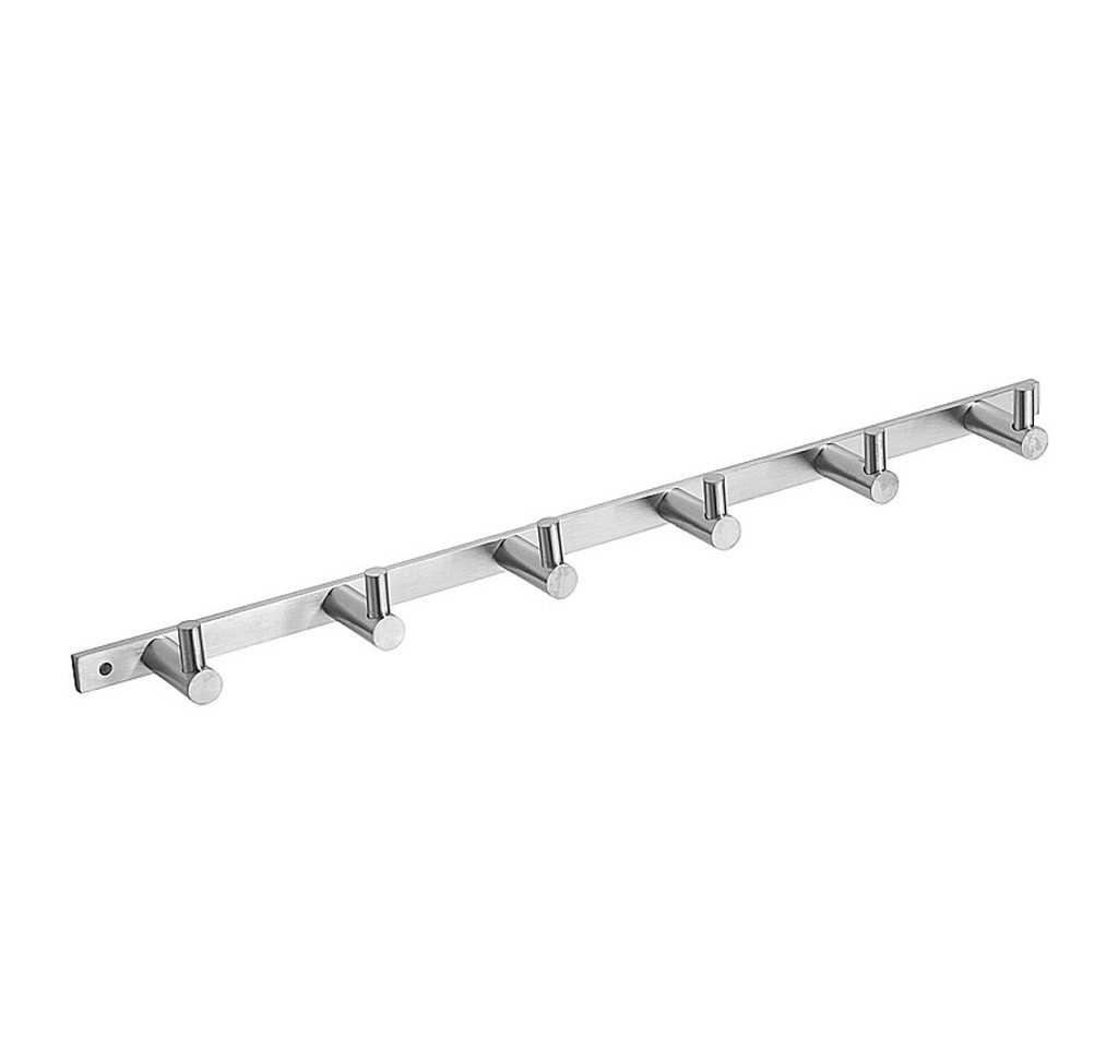 BRILLANTBAD® Hakenleiste BEO Hakenleiste mit 6 Haken Edelstahl matt für Bad & Küche >> Bohren