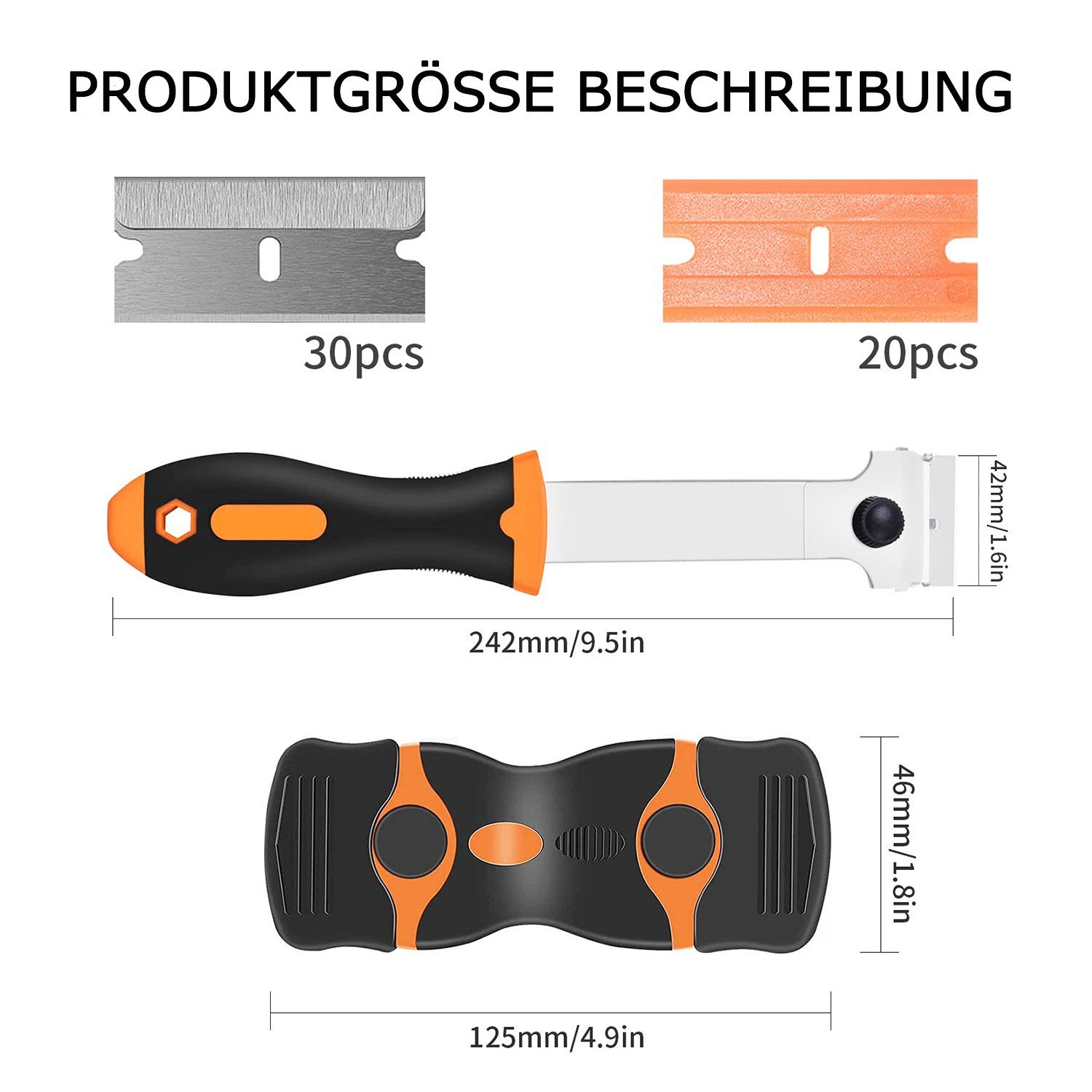 Kunststoffklingenschaberwerkzeug zggzerg Glasschaber Glasschaber, Griff Langer 2-teilig zweischneidiges