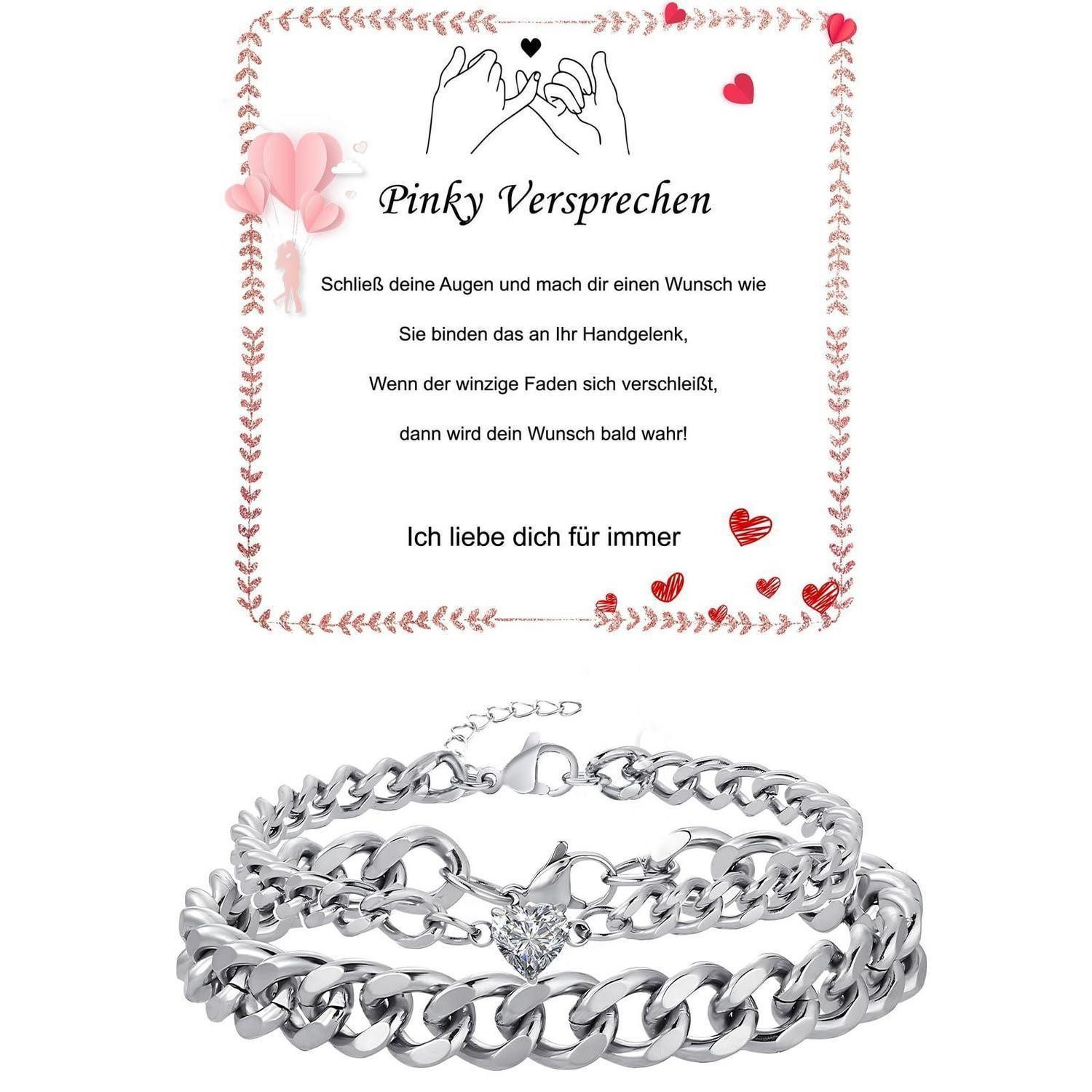 LuxusKollektion Edelstahlarmband Set Paar Armband Edelstahl Kubanische Kette Silber