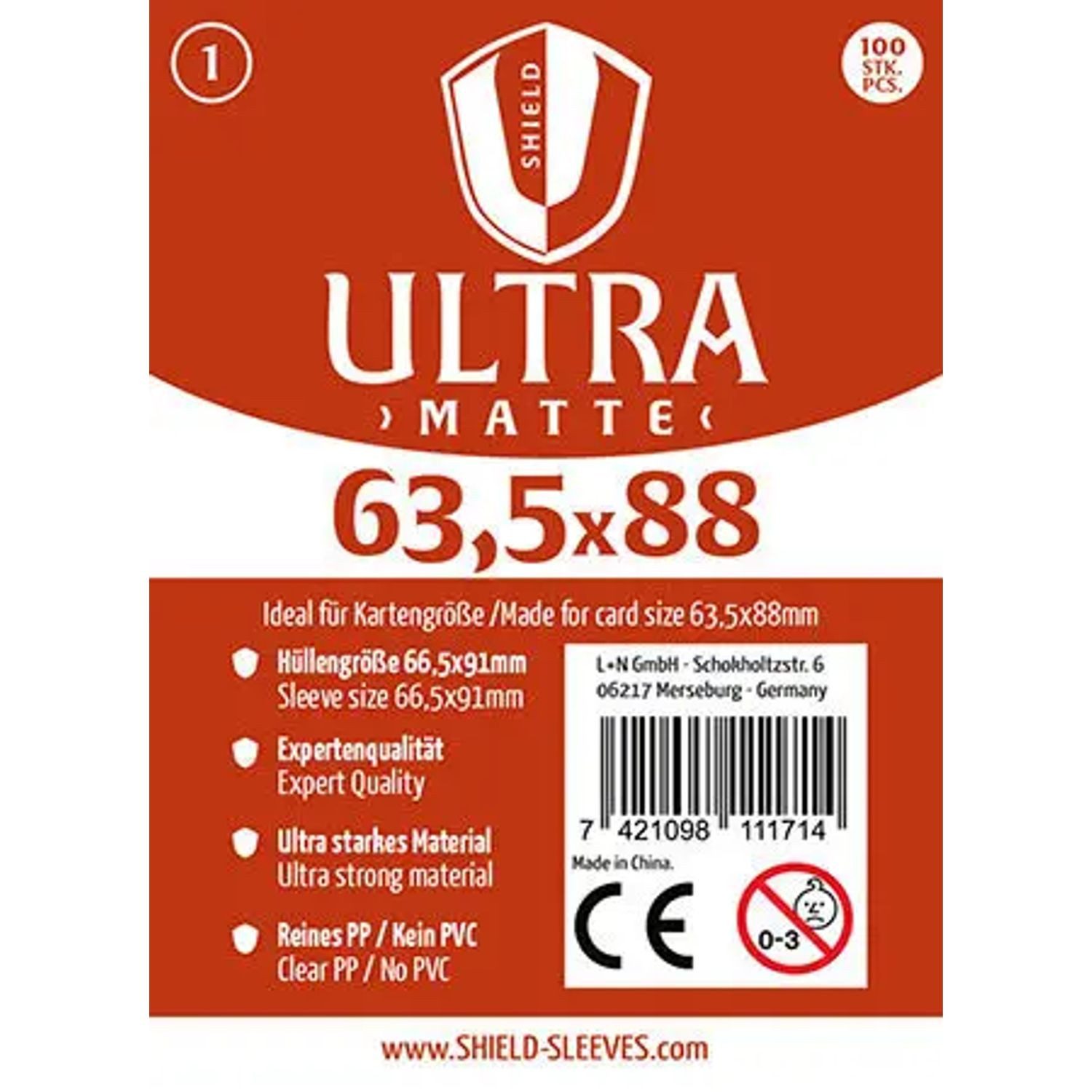 SHIELD Spiel Shield Ultra Matte 1 - 100 Super Sleeves für Kartengröße 63,5 x 88 mm