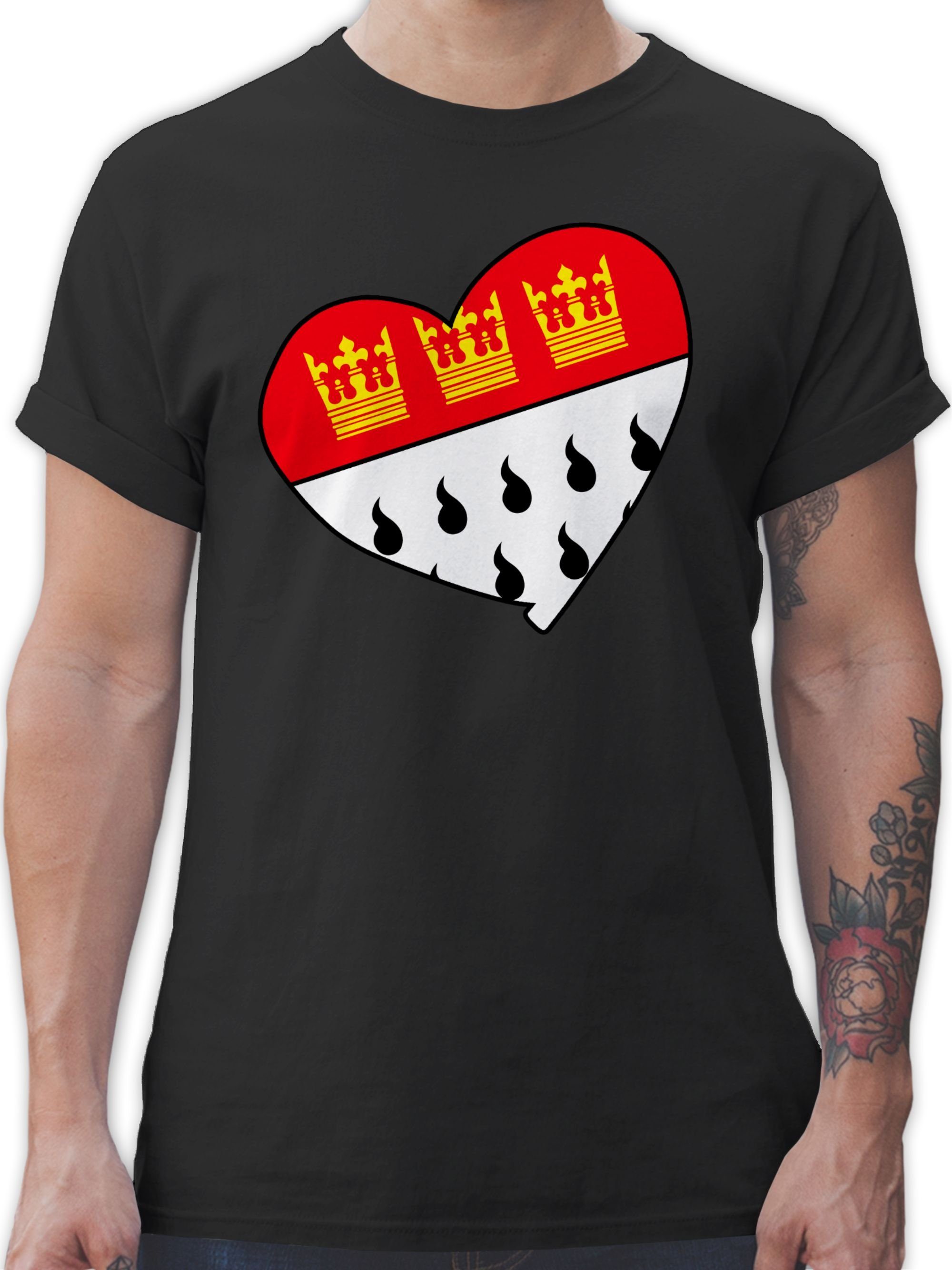 Schwarz Wappen Herz Fasching T-Shirt Shirtracer 2 Köln & Karneval
