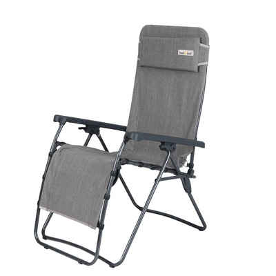 Bel-Sol Gartenliege Relaxliege hellgrau Liegestuhl Sonnenliege XL Relaxsessel Relaxstuhl, Relaxsessel mit Kopfkissen, stufenlos verstellbar klappbar 110 kg Tragkraft Camping