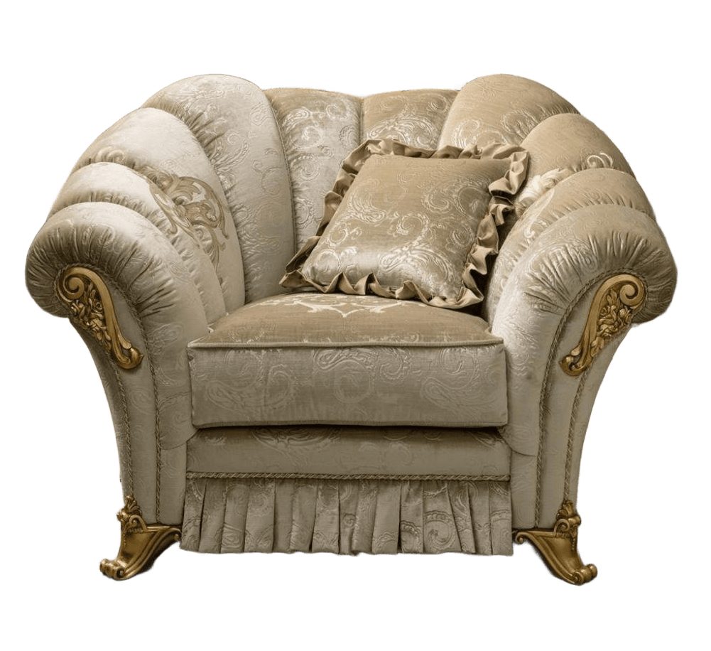 Sessel Stuhl Polster Fernseh leder Textil Stoff Beige Lounge Club Relax Beige