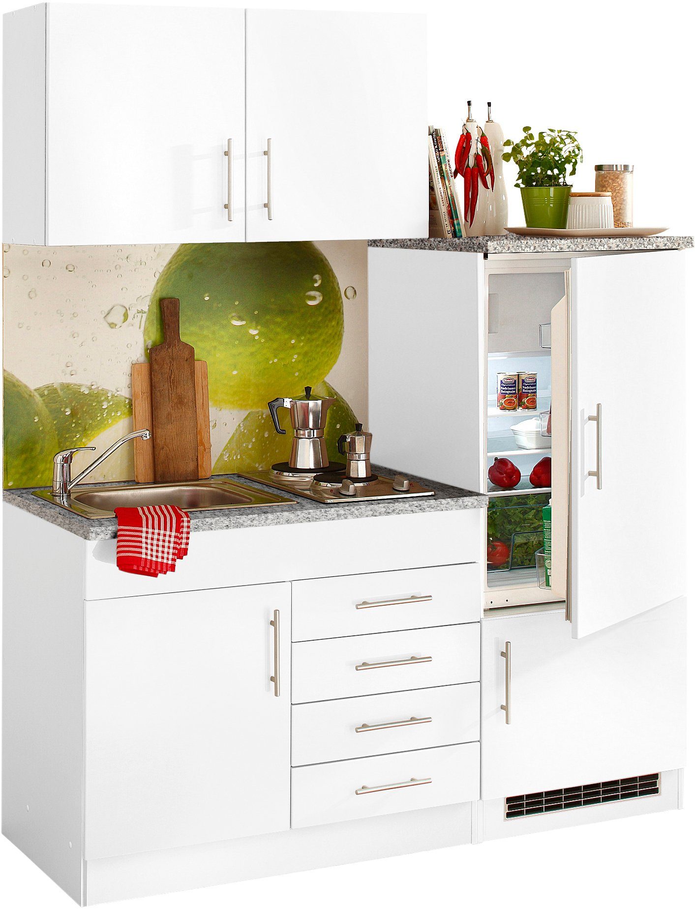 HELD MÖBEL Küchenzeile Toledo, mit E-Geräten, Breite 160 cm, MDF Hochglanz-Fronten  bei 2 von 4 Farbvarianten