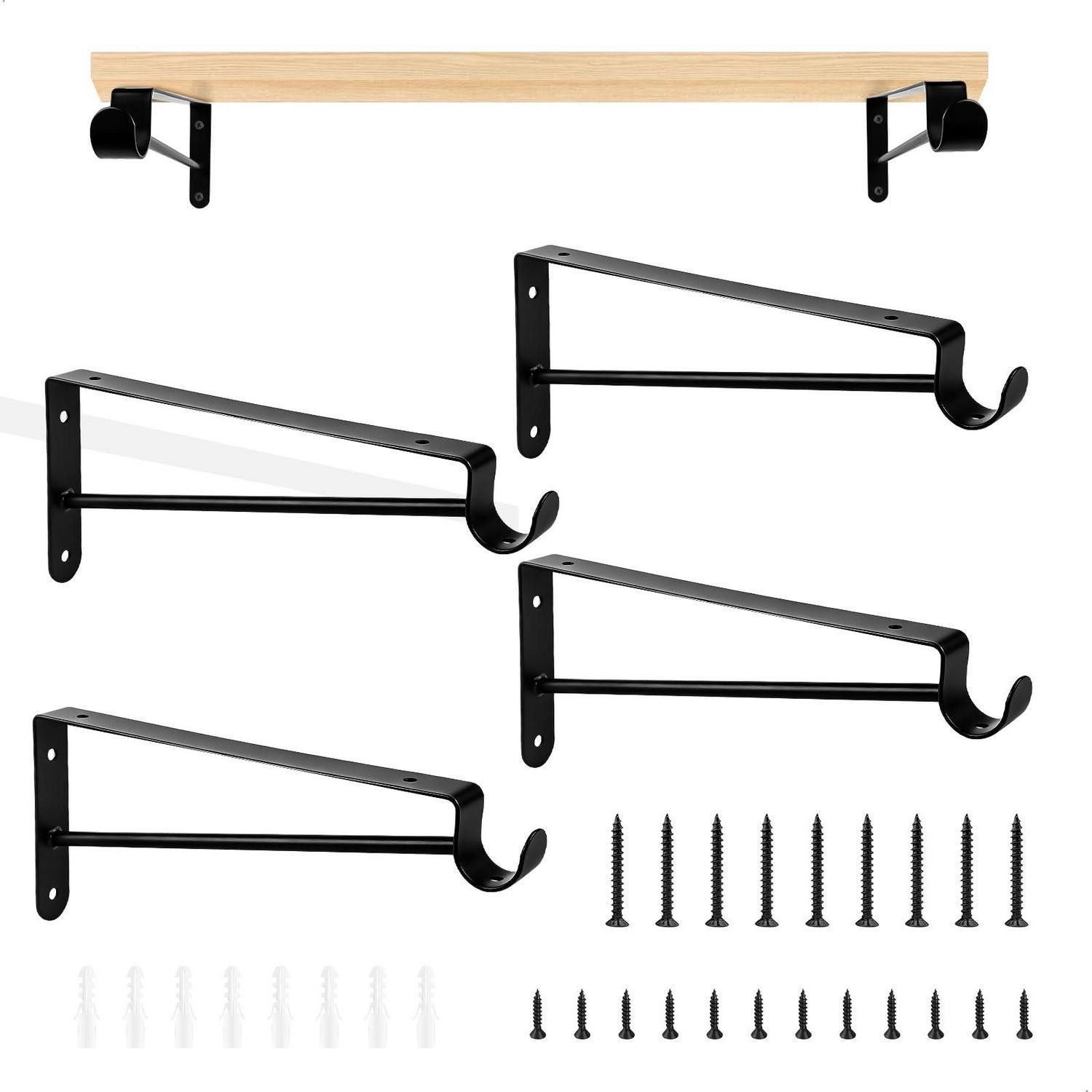 LuxusKollektion Wandregalhalter Regalhalterung Wandregal mit Haken, 4-tlg.