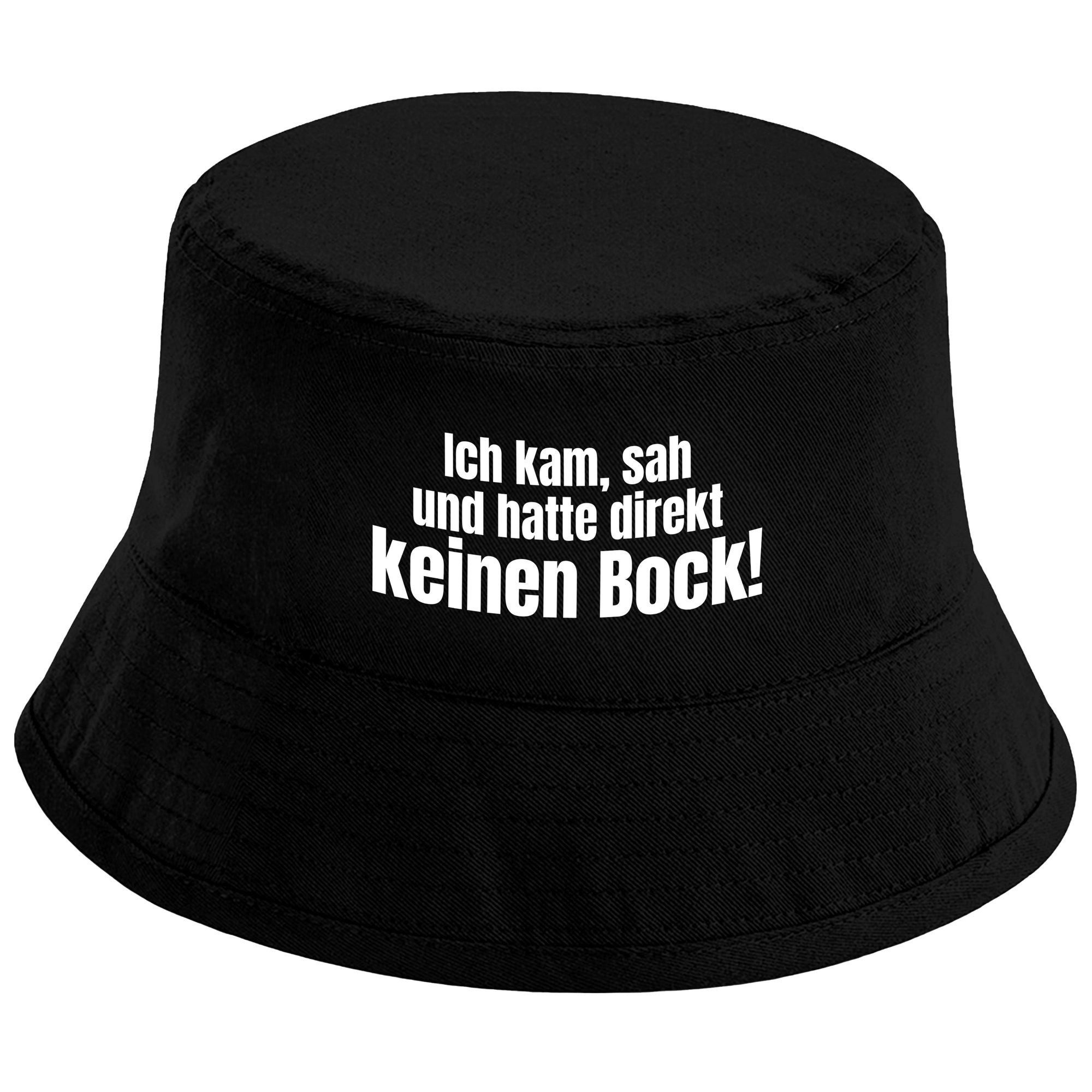 Herzbotschaft Sonnenhut Bucket Hat Ich kam sah und hatte direkt keinen Bock (Unisex Einheitsgröße, Sommerhut mit Spruch, Festivalhut, Fischerhut) für Damen & Herren