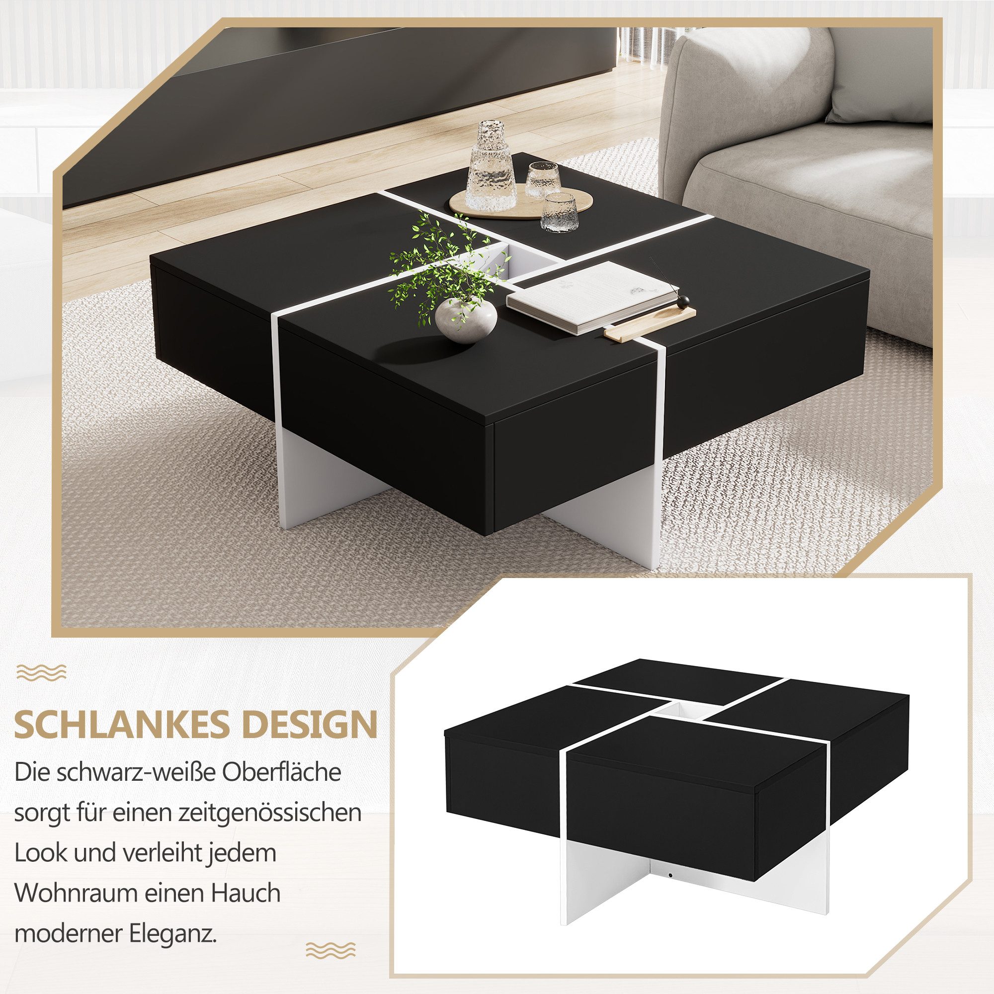 Merax Couchtisch mit Patchwork Design, Beistelltisch günstig online kaufen