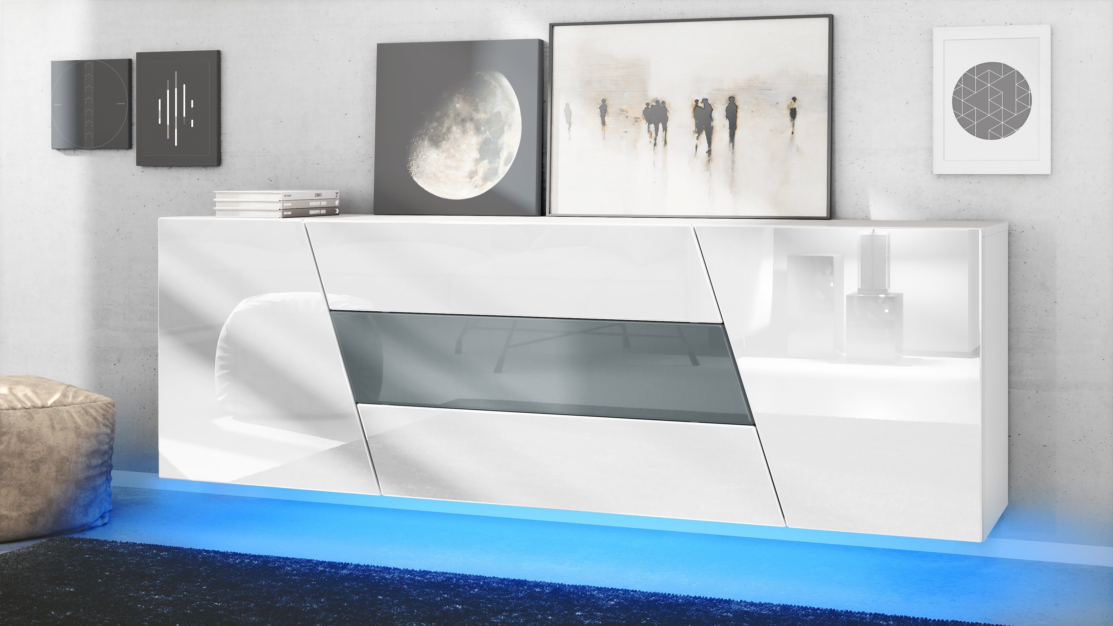 Vladon Sideboard Houston (hängende Kommode, mit 2 Türen und 3 Schubladen in günstig online kaufen