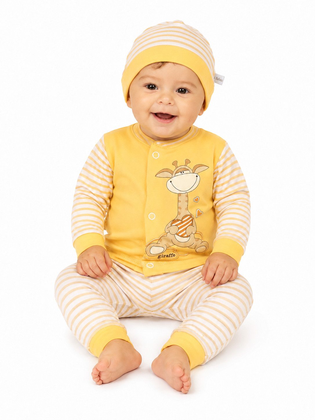 Erstausstattungspaket Baby Anzug Hemdchen Hose Mütze Erstlingsset in Gelb