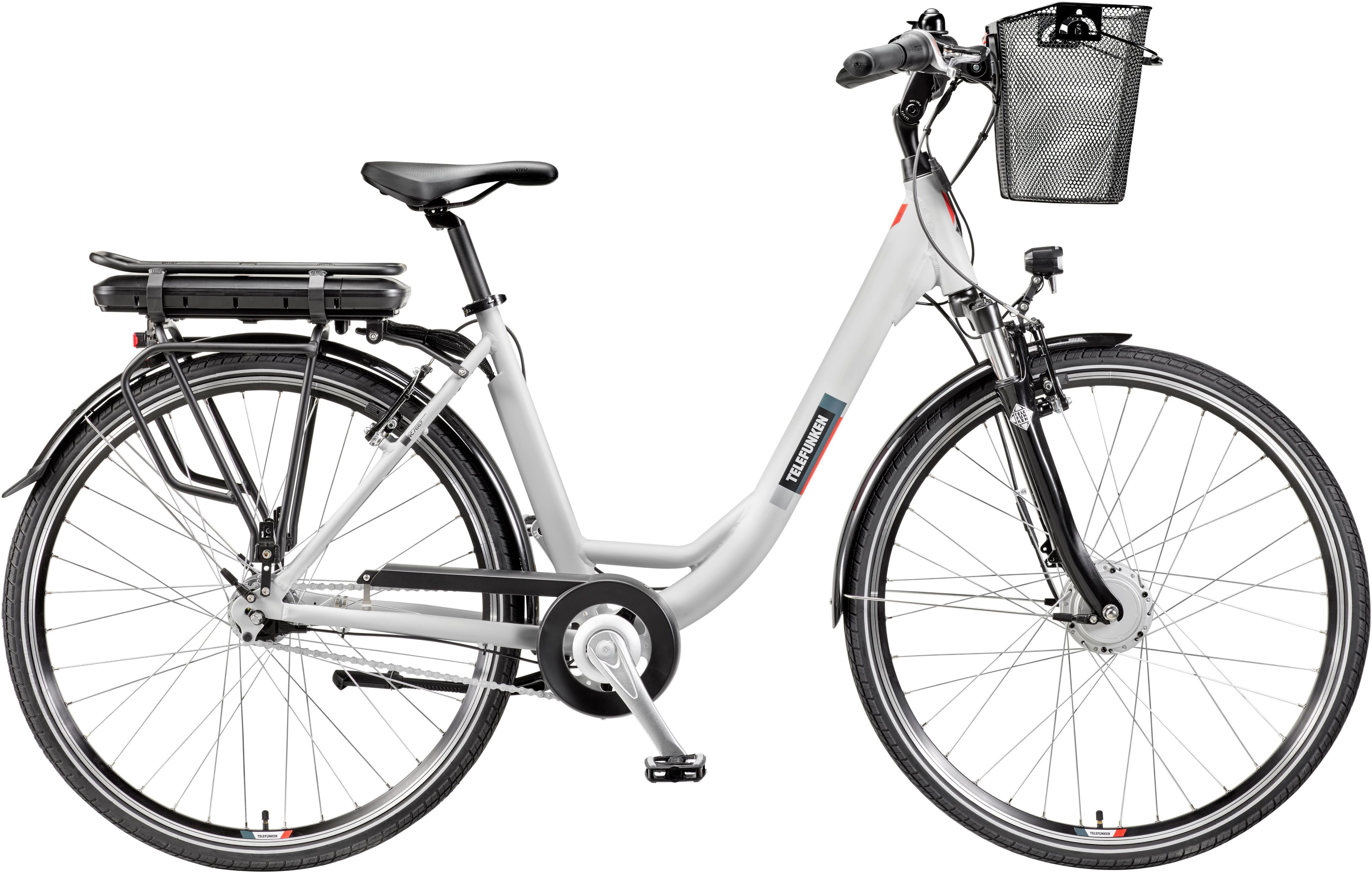 Telefunken E-Bike Cityrad Multitalent RC667, 7 Gang Shimano Nexus Schaltwerk, Nabenschaltung, Frontmotor, 536,5 Wh, Pedelec, Elektrofahrrad, Damen, Herren, innerhalb StVZO, 28 Zoll
