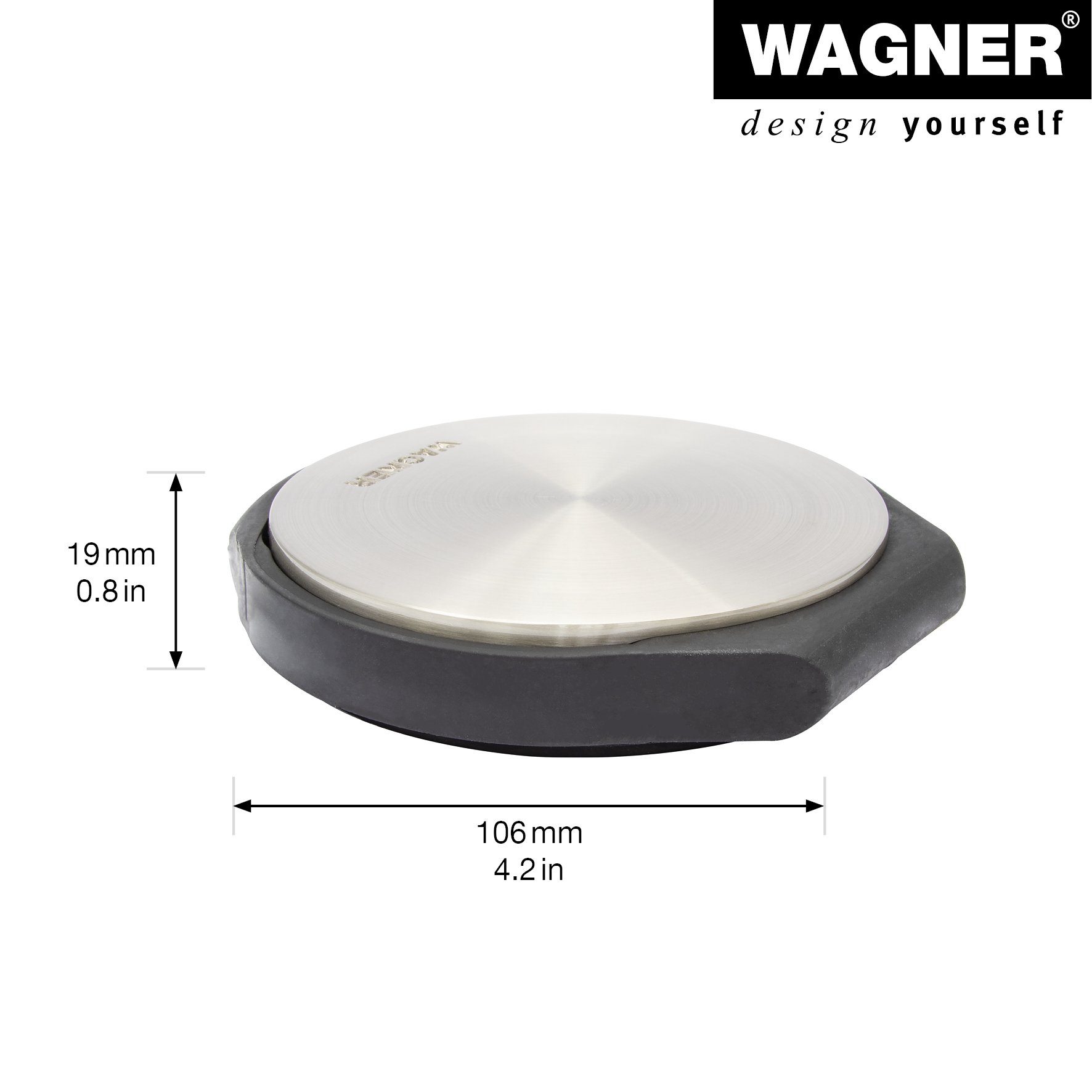 WAGNER design yourself Bodentürstopper Bodentürstopper BIG DISK - 98 x 30 mm in Edelstahloptik und vielen Farben, Stopper aus hochwertigem Industriestahl/Gummi, zum Hinstellen