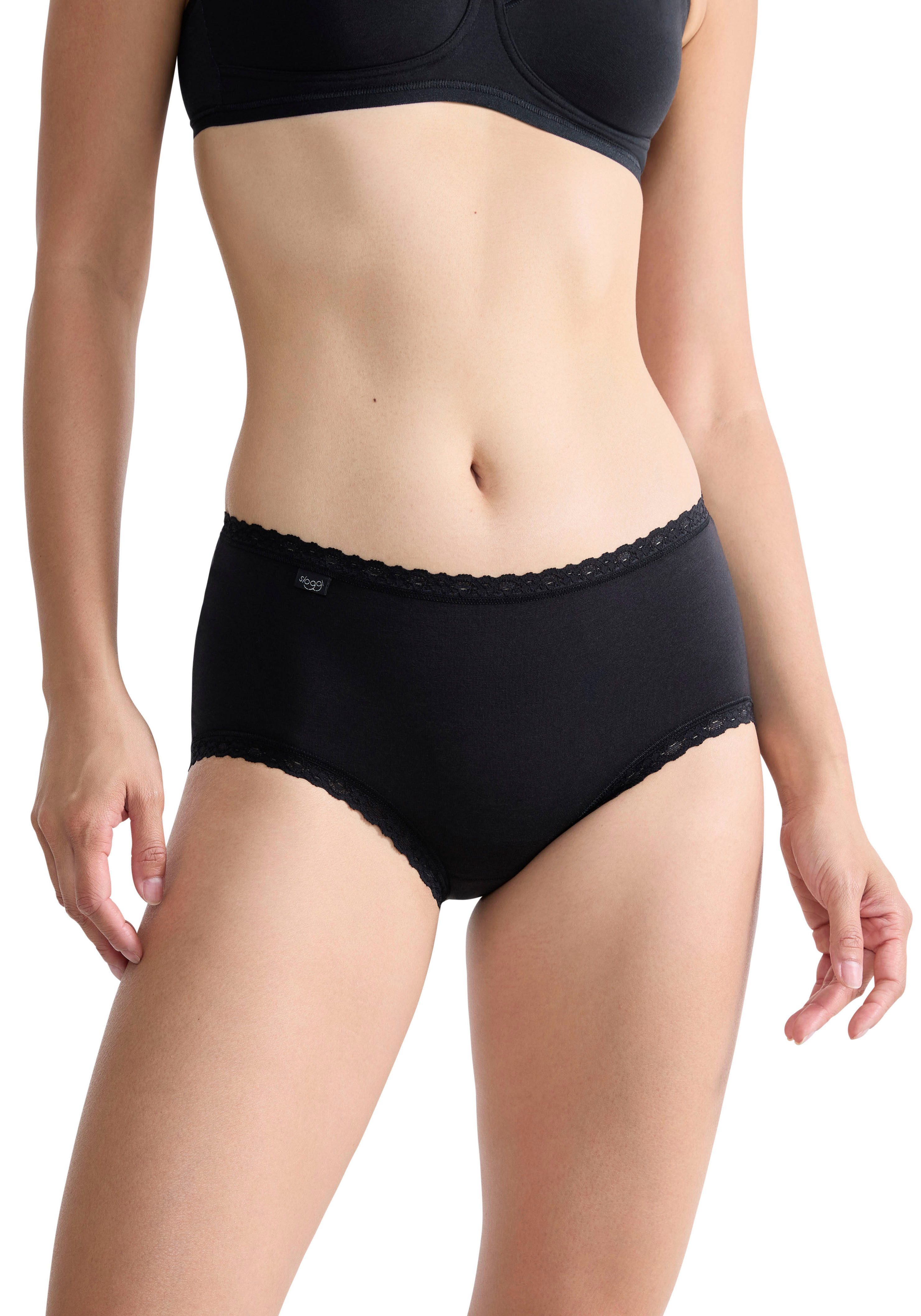 sloggi Midislip 24/7 Cotton Lace (3er Pack) mit zarter Spitze, Baumwollmischung. blickdicht, hüftiger Schnitt