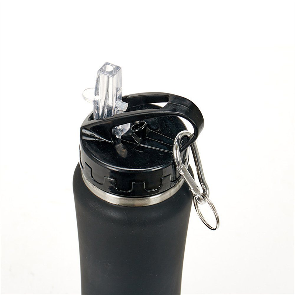 Rouemi Isolierflasche Thermobecher, Auslaufsicherer Heiß- und Schwarz tragbarer Isolierung 750ml, Sport-Trinkflasche Kaltgetränke