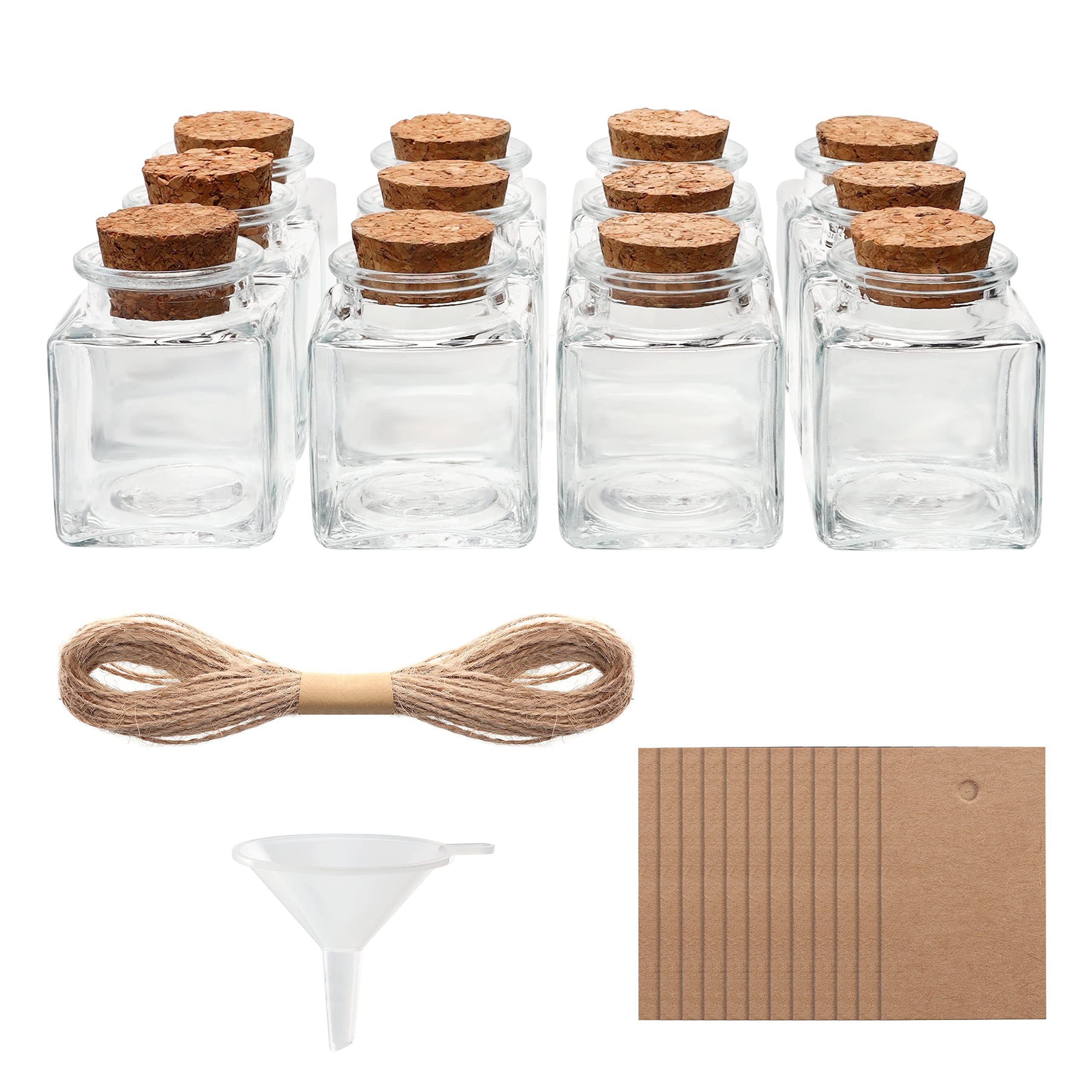 BELLE VOUS 20 Mini Glasfläschchen Mit Korken – 2 Ml, 5 Farben – Perfekt Für Wunschflaschen, DIY & Party-Deko