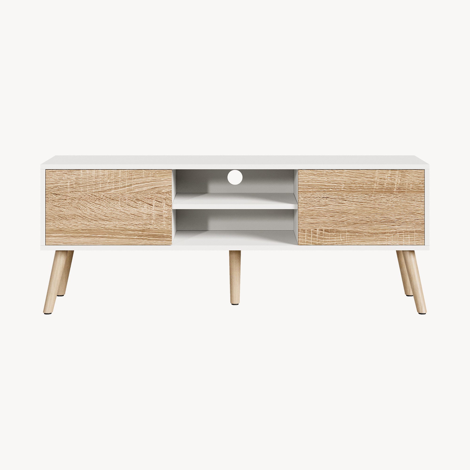 en.casa Lowboard, »Eskilstuna« Fernsehtisch 120x29,5x46,5cm Weiß / Eiche