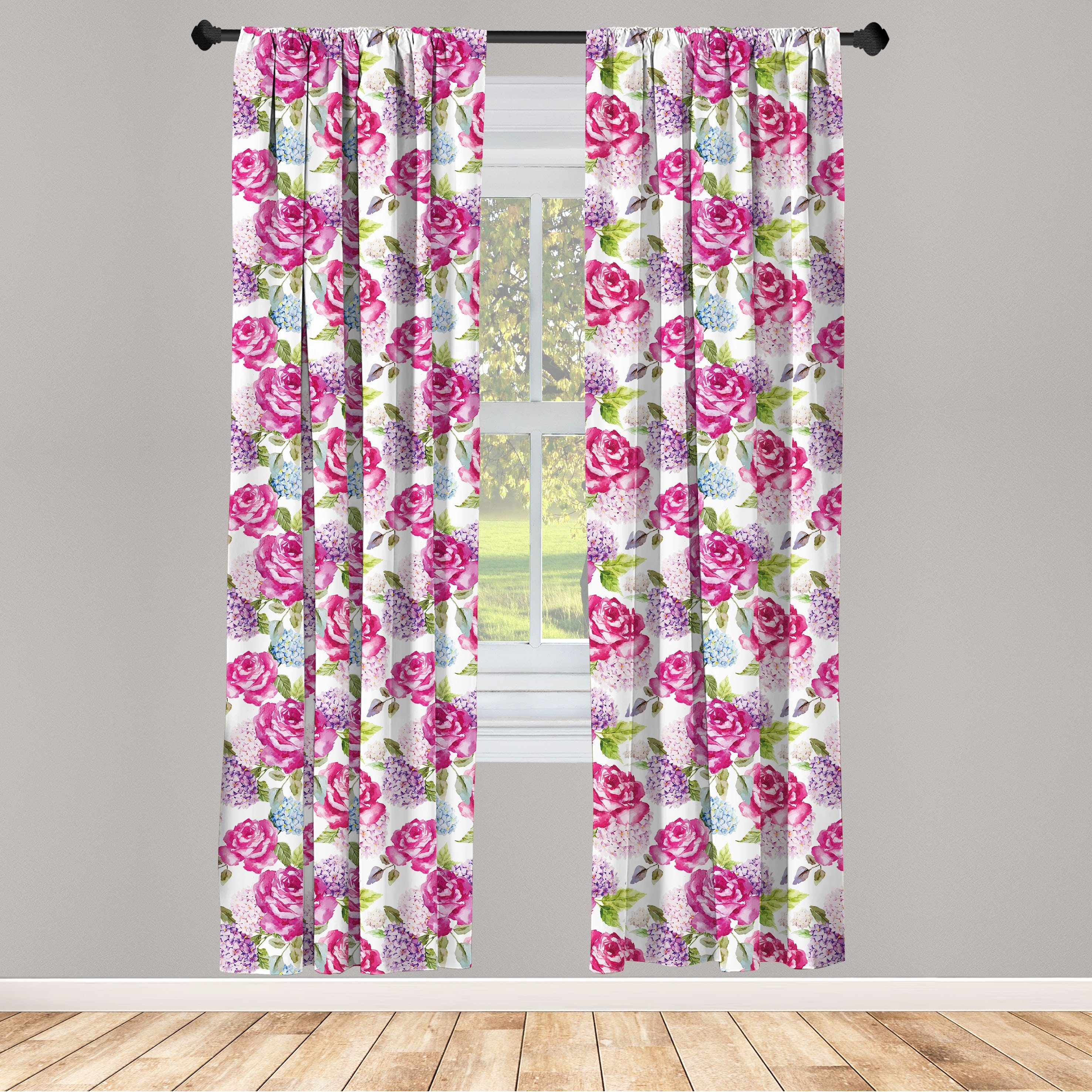Gardine Vorhang für Wohnzimmer Schlafzimmer Dekor, Abakuhaus, Microfaser, Abstrakt Aquarell Lavenders | Fertiggardinen