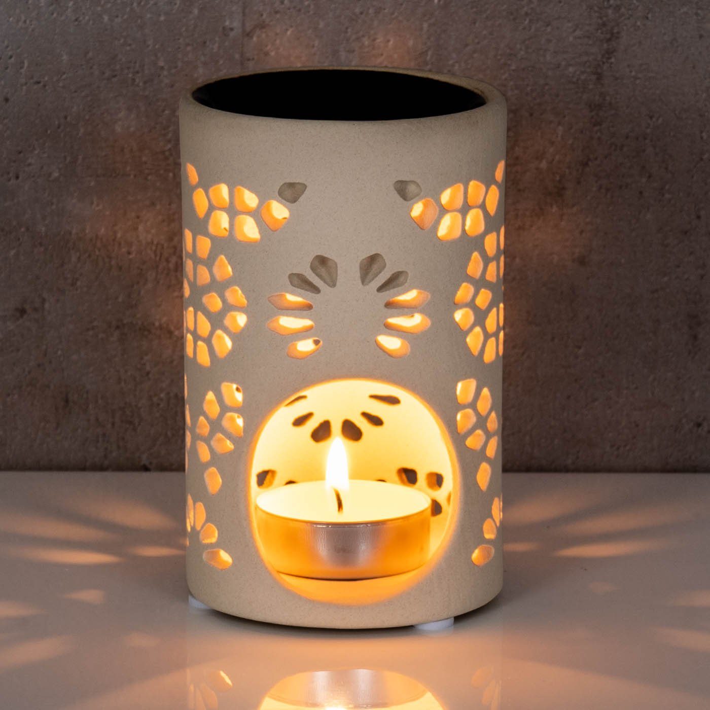 Levandeo® Duftlampe, Duftlampe Keramik Tischdeko H11cm Aromalampe Creme Raumduft Weiß