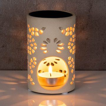 Levandeo® Duftlampe, Duftlampe Keramik H11cm Creme Weiß Aromalampe Raumduft Tischdeko