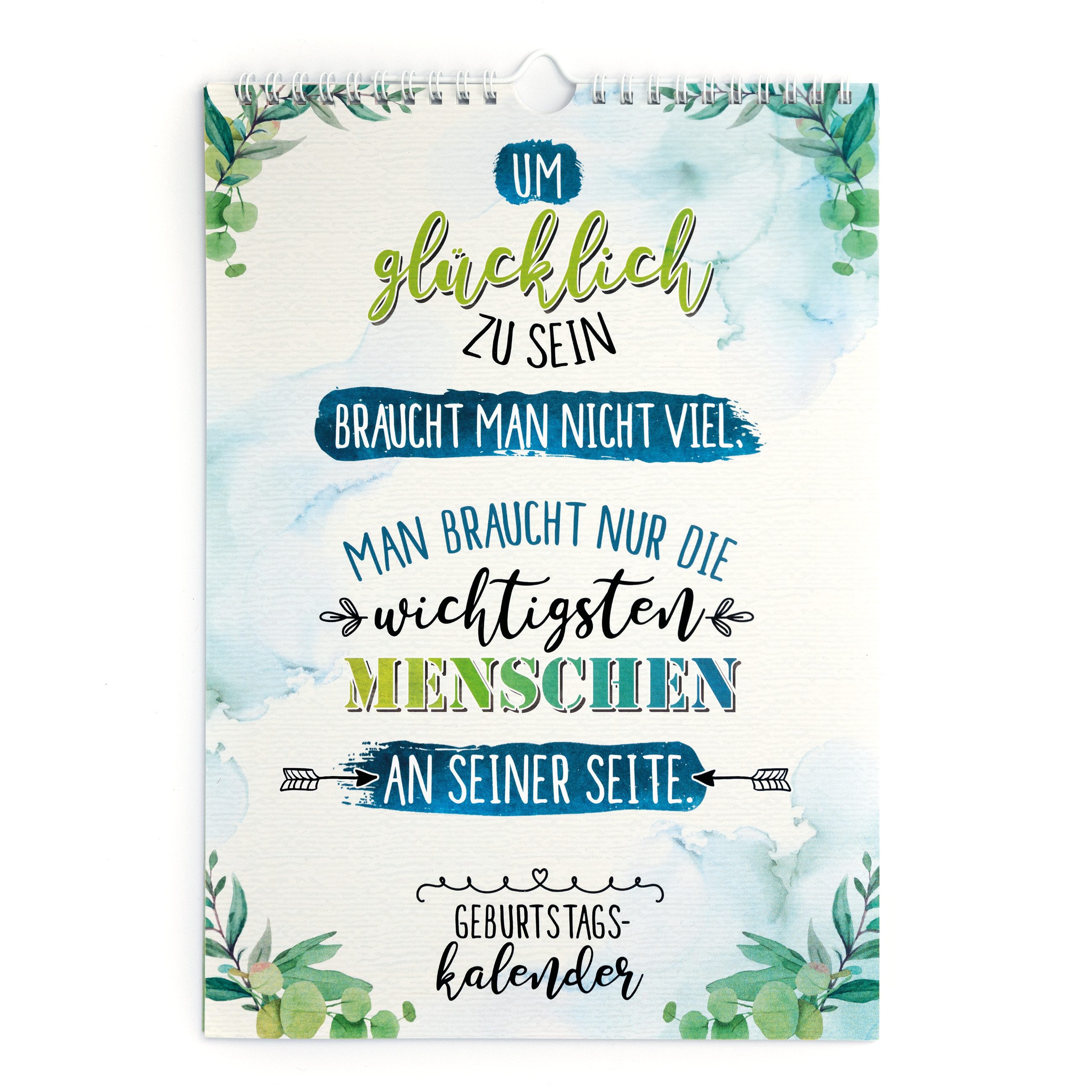 TypeStoff Geburtstagskalender TypeStoff Geburtstagskalender A4 immerwährend Sprüche Spiralbindung, Immerwährendes Kalendarium, Gut beschreibbare Oberfläche