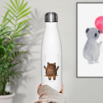 Mr. & Mrs. Panda Thermoflasche Bär Schaukel - Weiß - Geschenk, Edelstahl, Teddybär, Trinkflasche, Bä, Einzigartige Geschenkidee