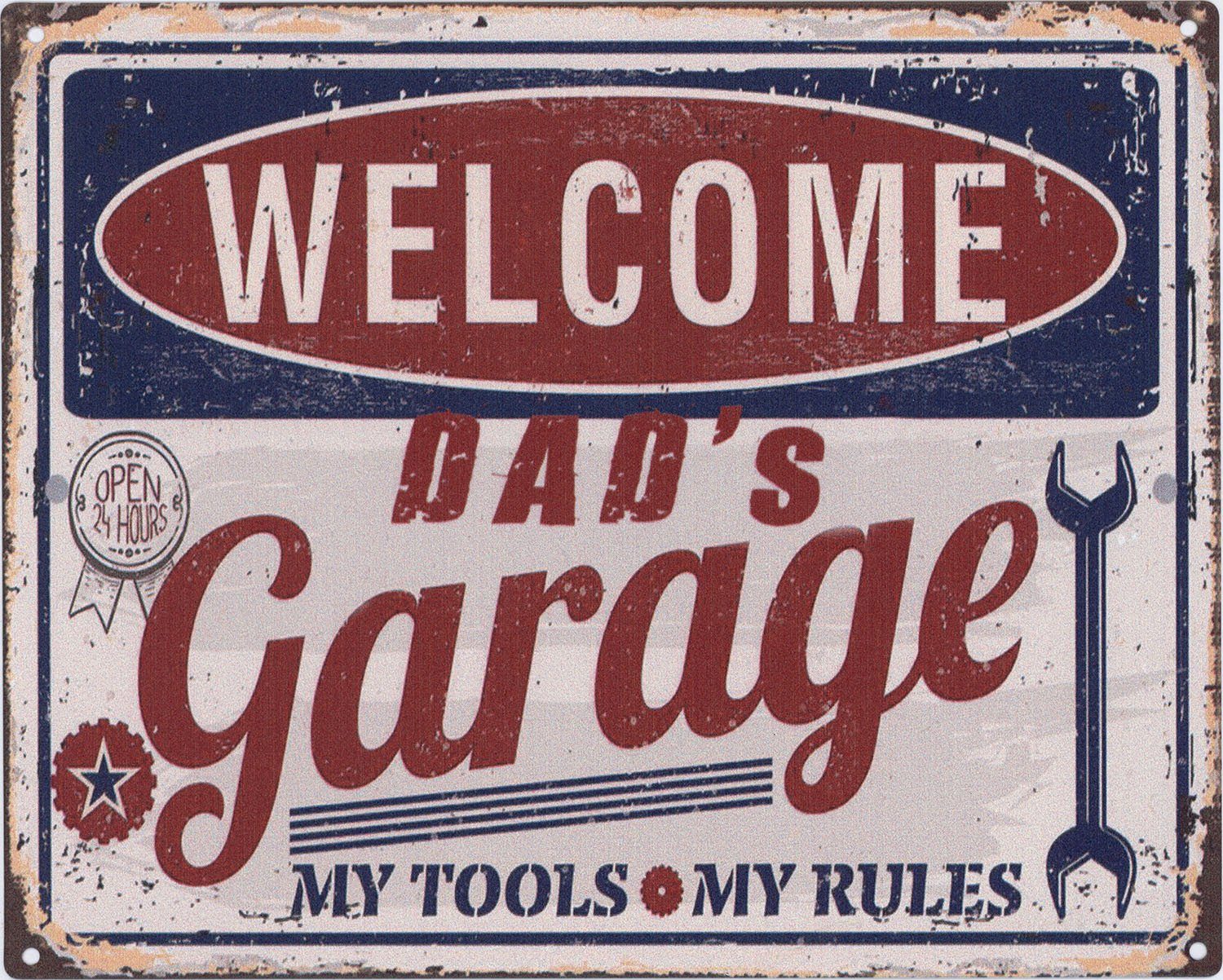 Metallschild Blechschild Welcome Dad´s Garage