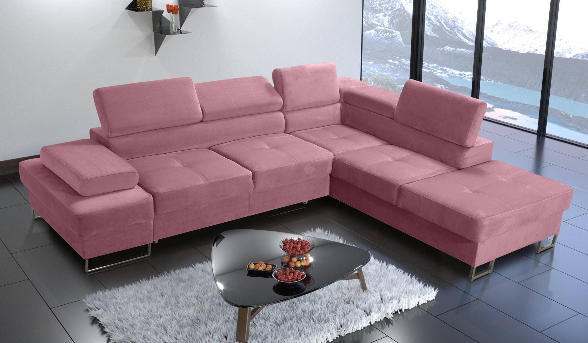 JVmoebel Ecksofa, Ecksofa Polsterung Couch Textil Wohnzimmer L-Form Modern gelb Rosa