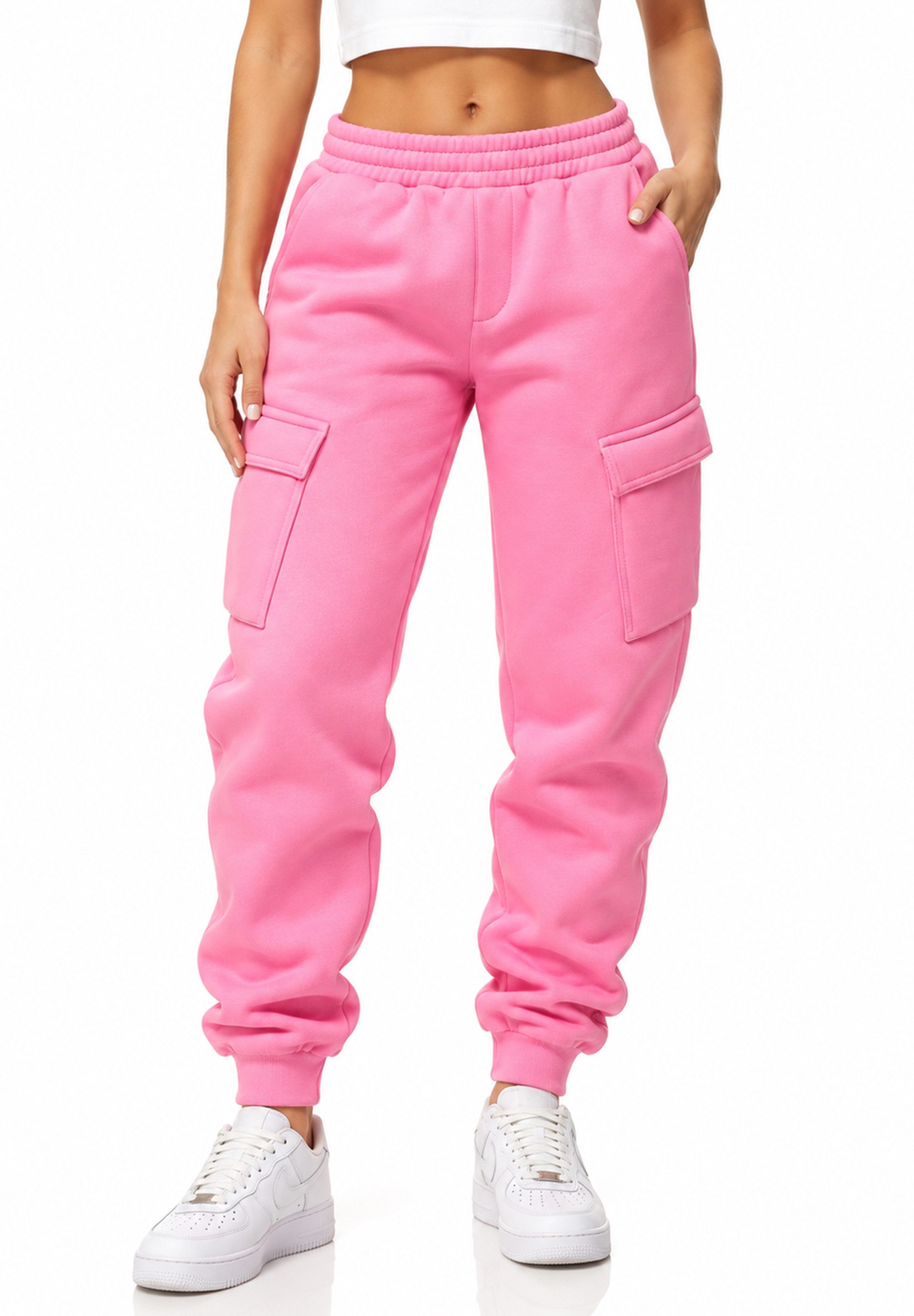 DAILY COTTON Jogginghose als Cargohose - Lange Trainingshose Sweatpants Herren Freizeithose mit Bündchen aus Baumwolle im Regular-Fit
