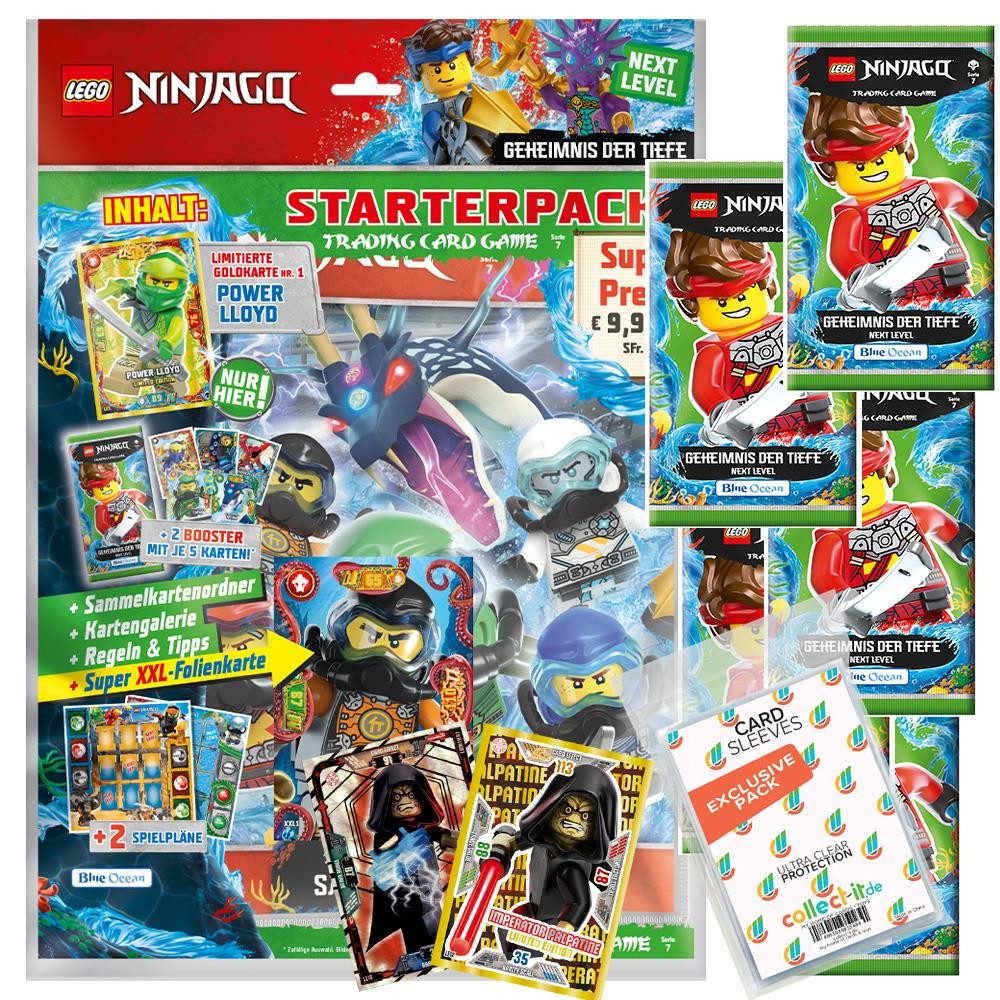 Star Wars Sammelkarte LEGO Ninjago 7 NEXT LEVEL 1 Starter + 5 Booster + Collect-it Hüllen