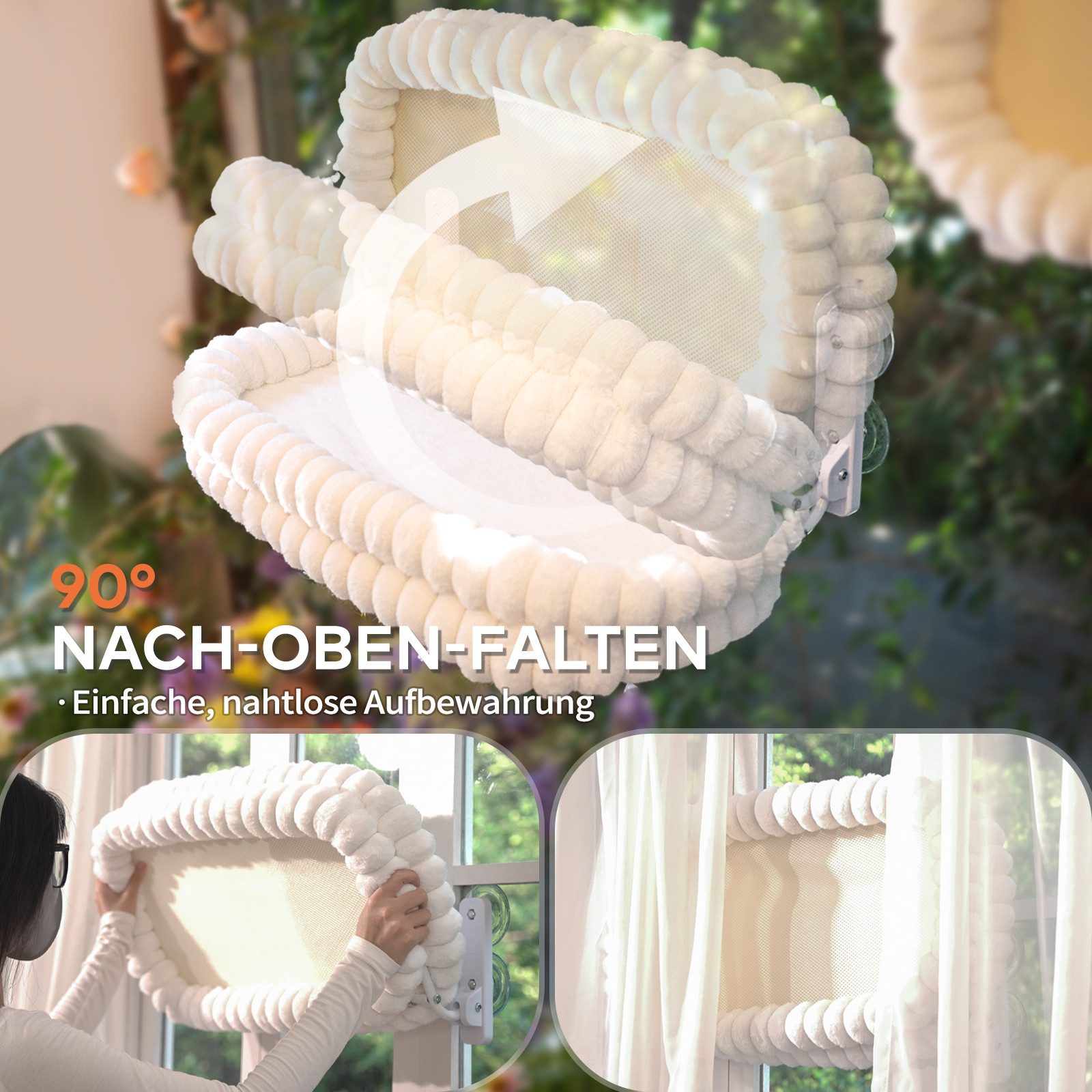 CheerPals Tierbett Fensterliege bis 18kg, faltbare Hängematte, Wendebezug, Polyesterfaser – Bild 5 von 5