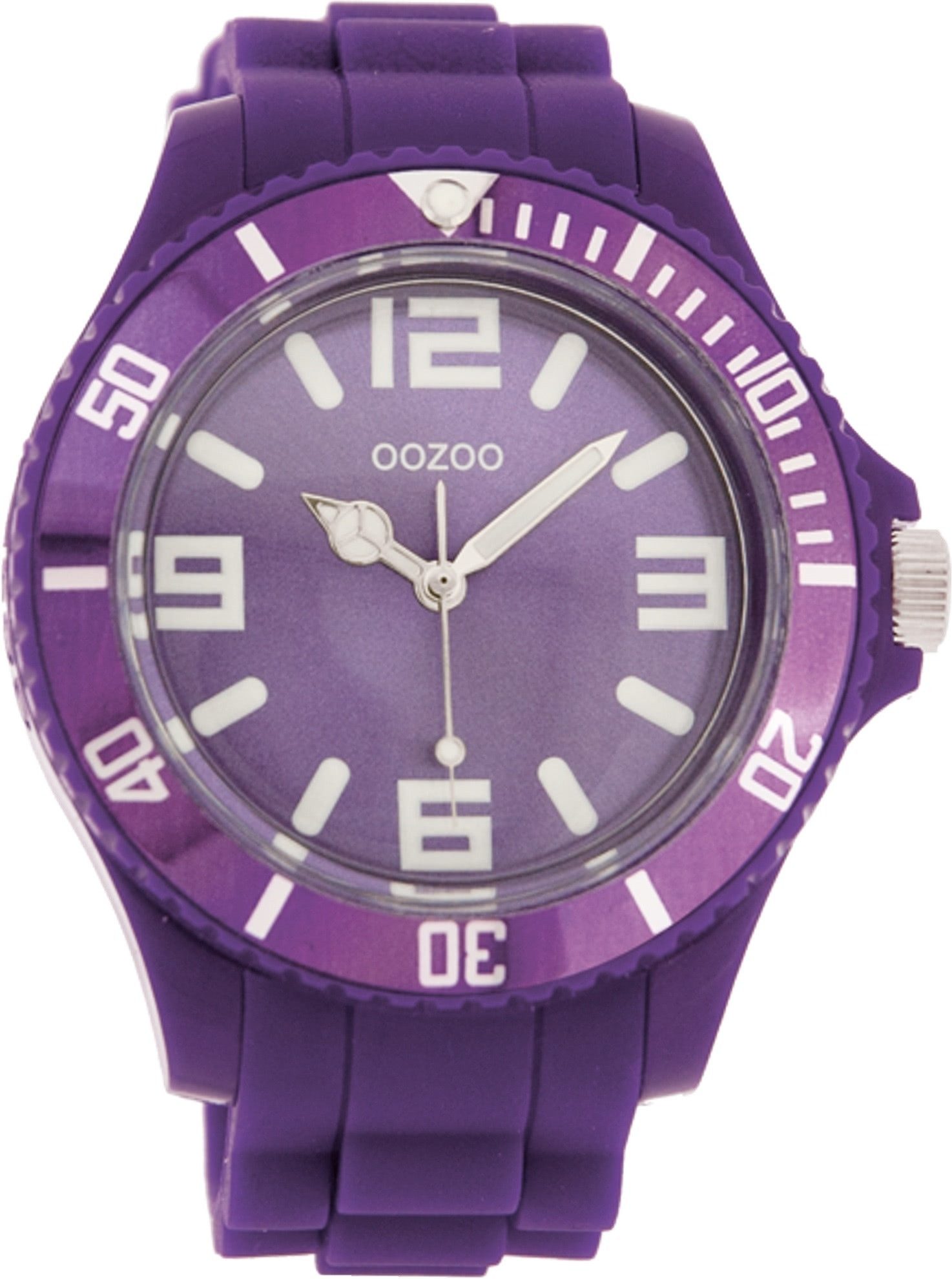 OOZOO Quarzuhr Oozoo Unisex Armbanduhr Vintage Series, (Analoguhr), Damen, Herrenuhr rund, extra groß (ca. 48mm) Silikonarmband lila