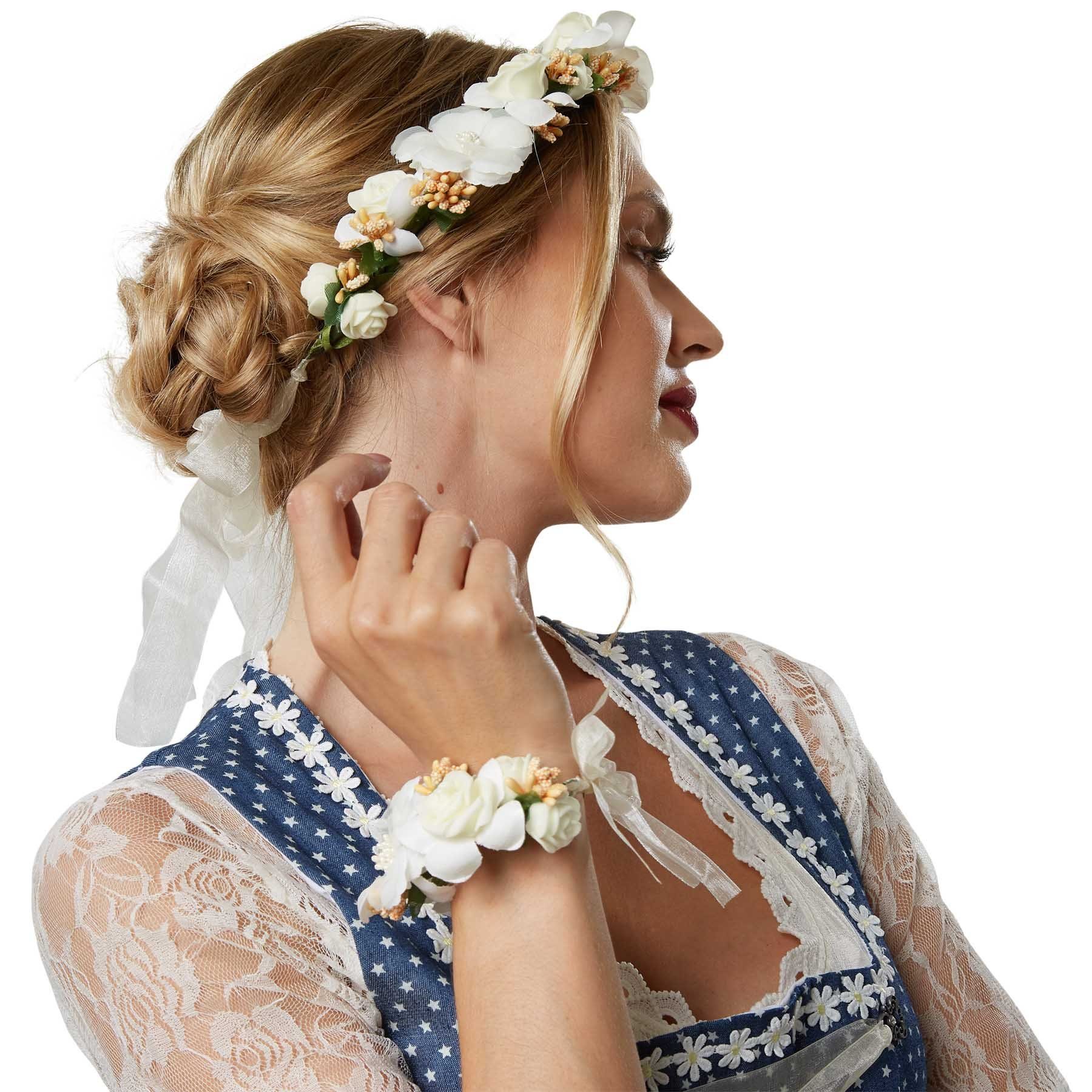 dressforfun Haarband Blumenkranz und Armreif Hochzeit, 1-tlg.