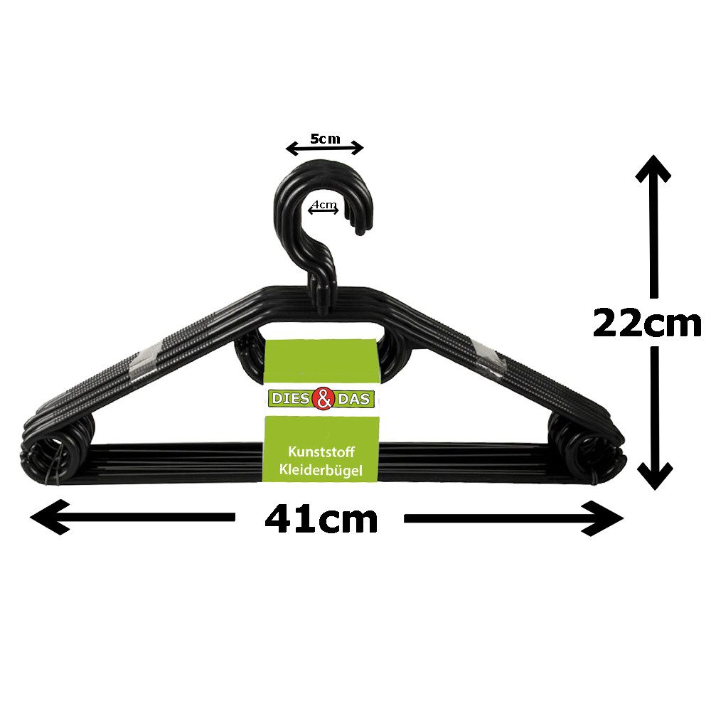 Centi Kleiderbügel 10 Stück Kunststoff Kleiderbügel Schwarz Hosensteg, (10- günstig online kaufen