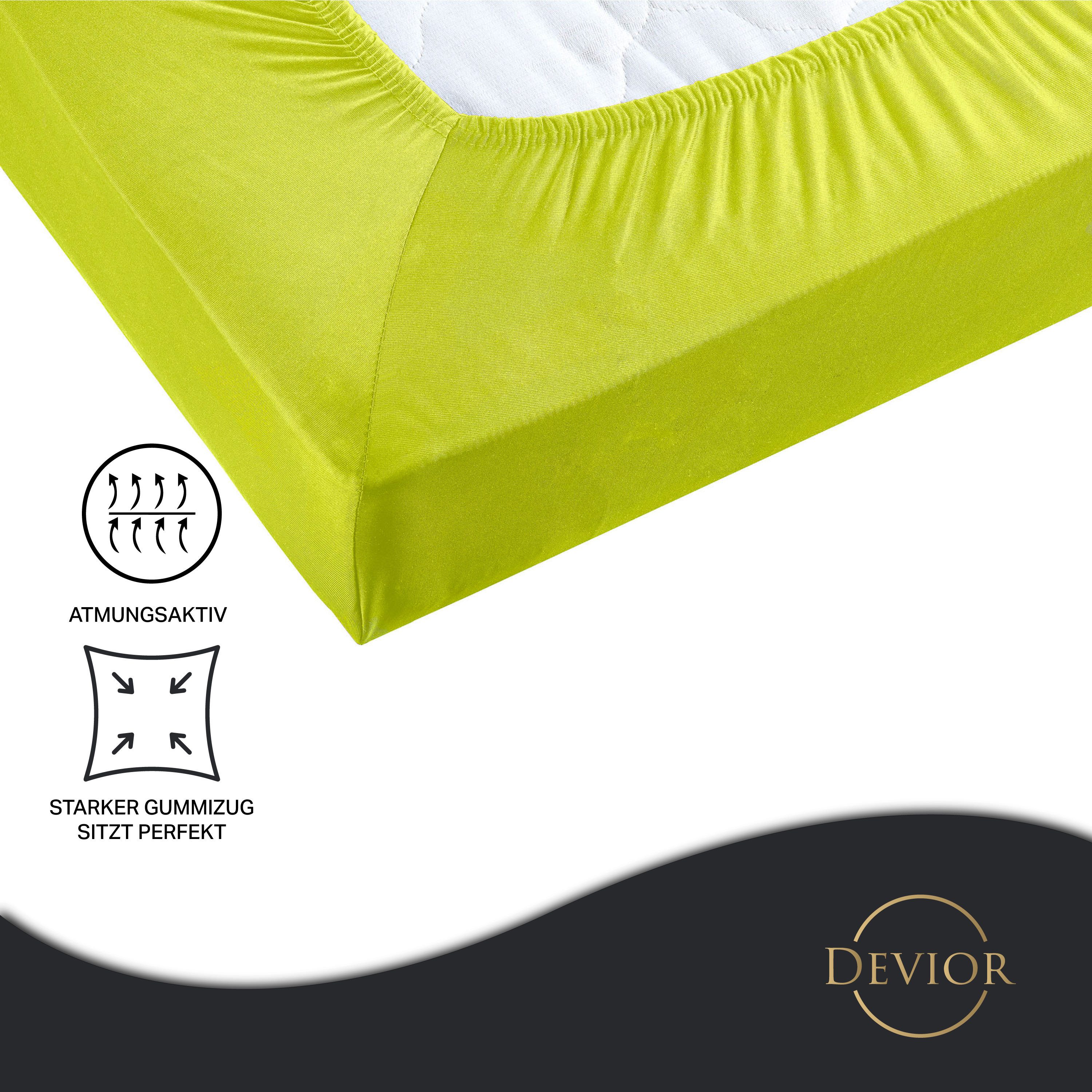 Devior Spannbettlaken aus 100% Mikrofaser mit 135 g/m², schnelltrocknend mit Einlaufschutz, Jersey, Gummizug: Rundumgummizug, für Standardmatratzen bis 22cm - Microfaser Spannbetttuch 90 x 200 cm