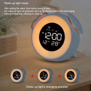 yozhiqu Wecker Wecker mit Wake-Up-Light - Nachttischlampe buntes Nachtlicht Musik- und Schlummerfunktion – ideal für Kinder und Erwachsene
