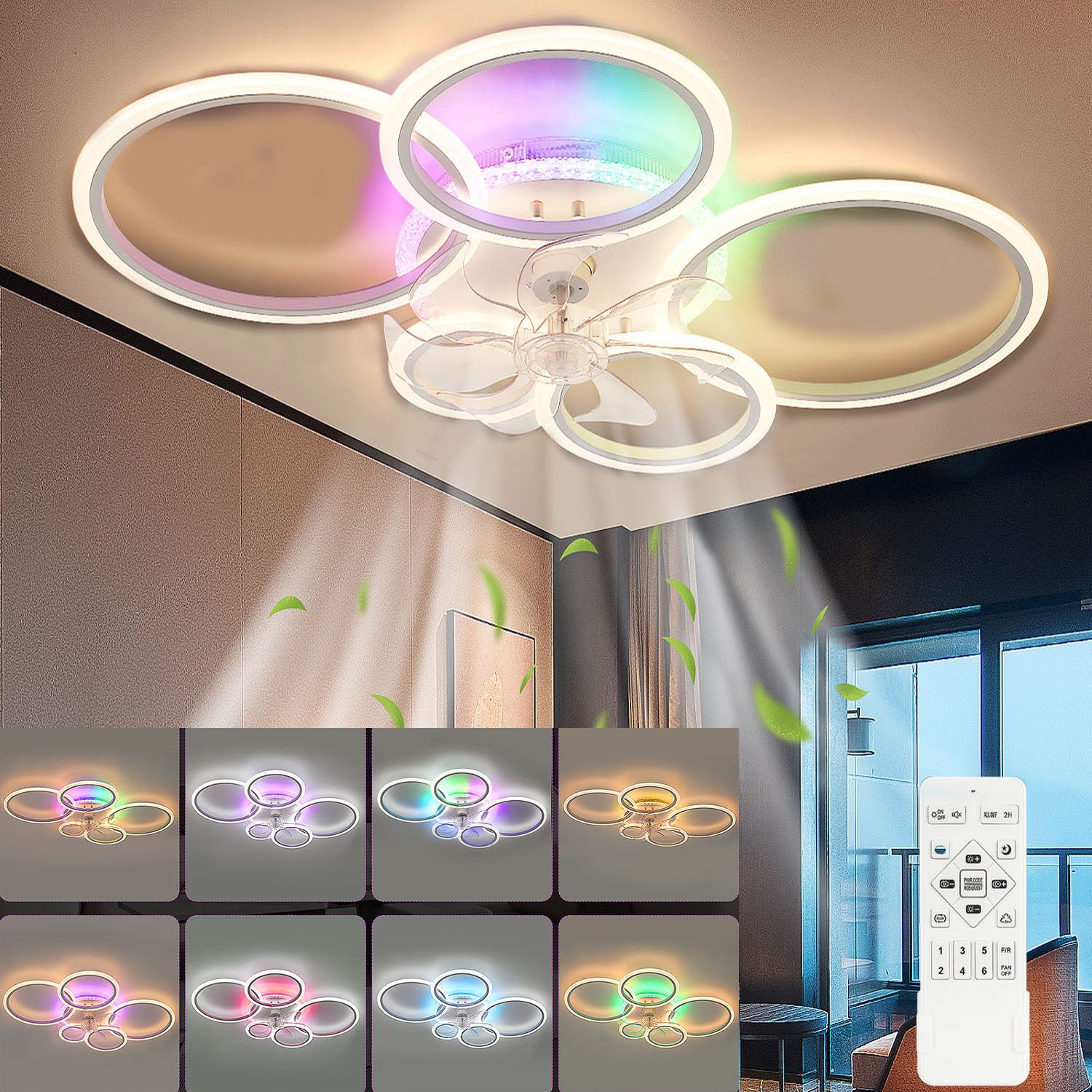 oyajia Deckenventilator 72W Deckenleuchte mit RGB günstig online kaufen