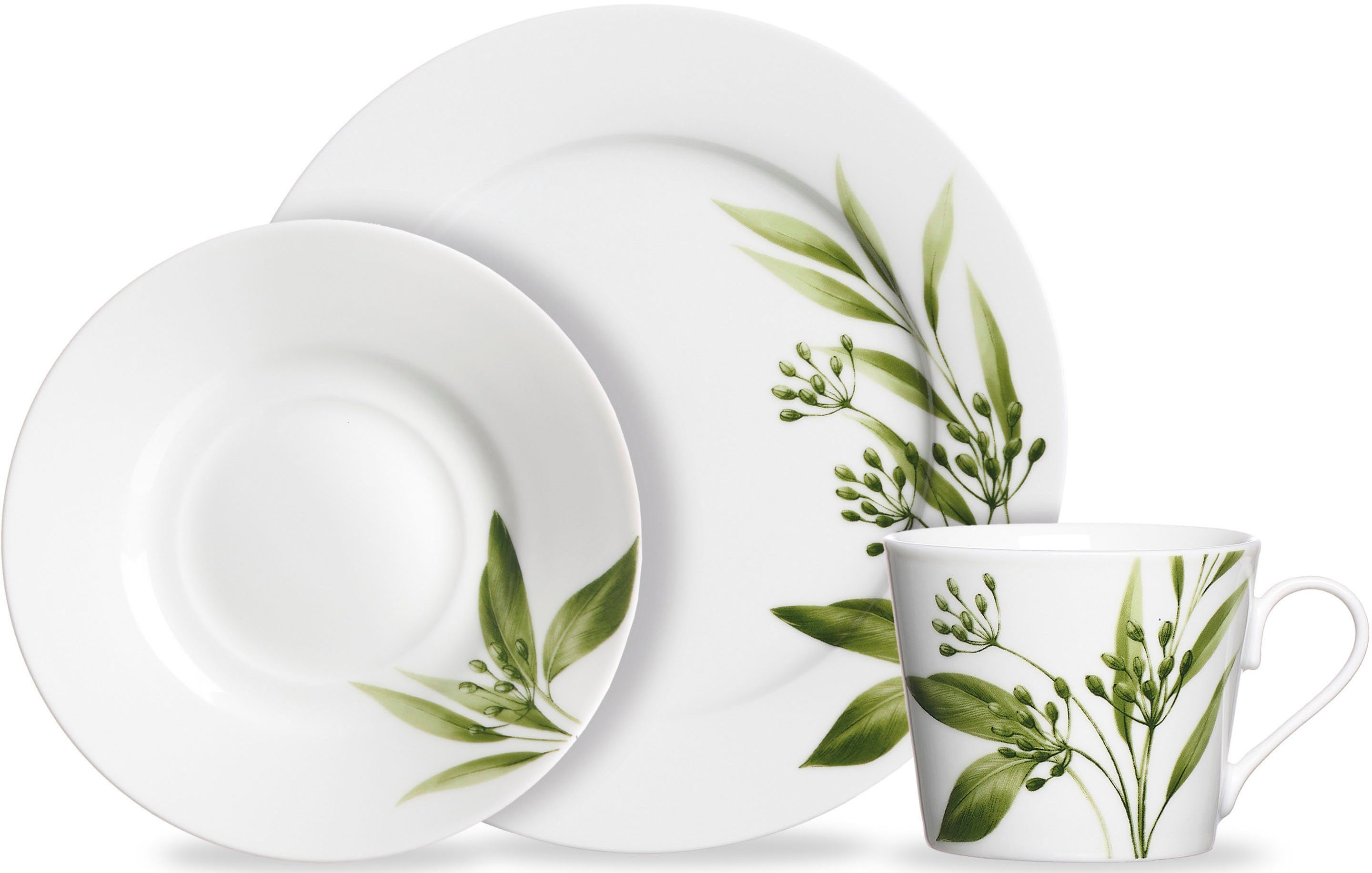 Ritzenhoff & Breker Kaffeeservice Evora (18-tlg), 6 Personen, Porzellan, Geschirr-Set mit Botanik-Motiv