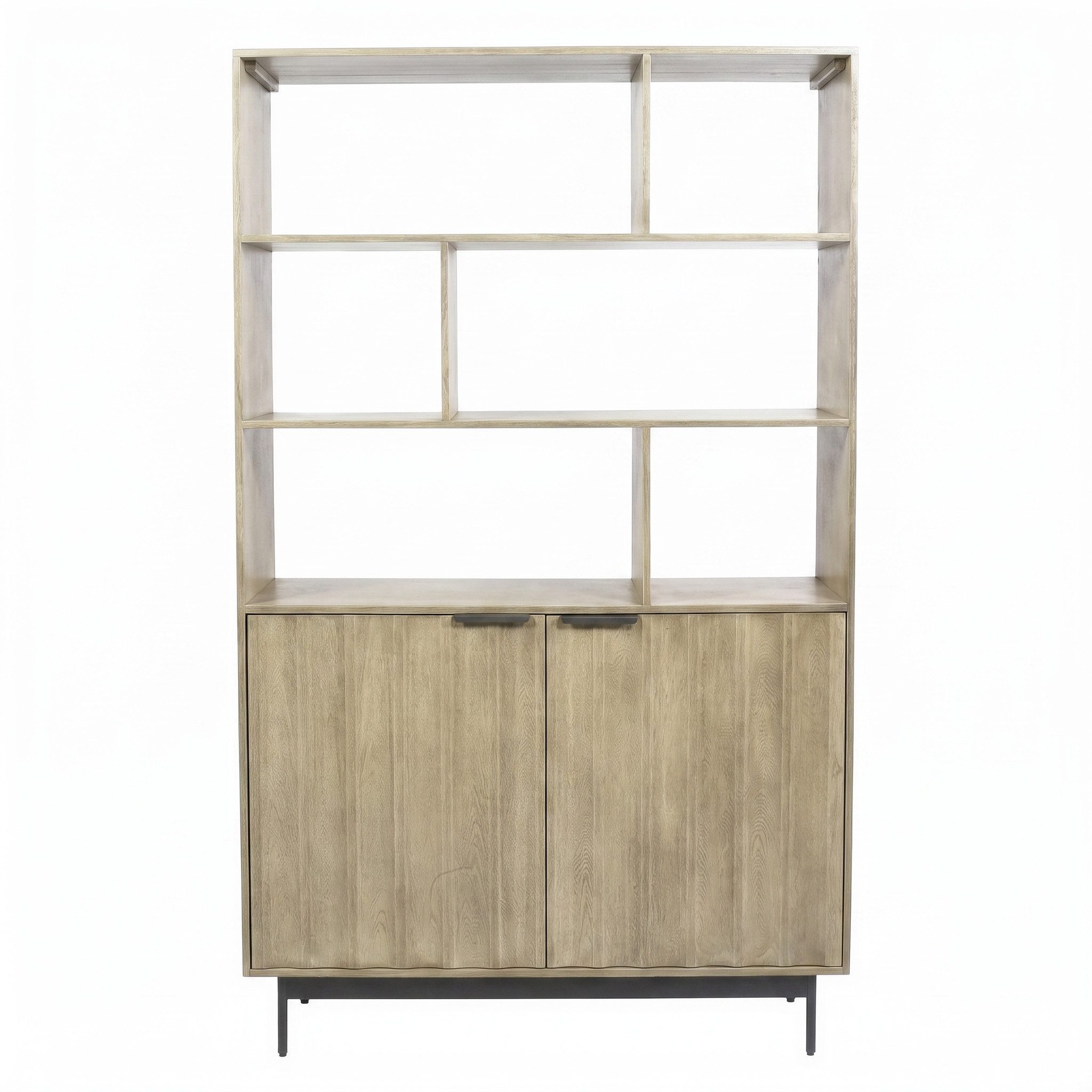 WOLF MÖBEL Ablageregal CURVE Bücherregal mit 2 Türen / 6 Ablagen, 100 x 40 x180, CURVE Bücherregal mit 2 Türen / 6 Ablagen