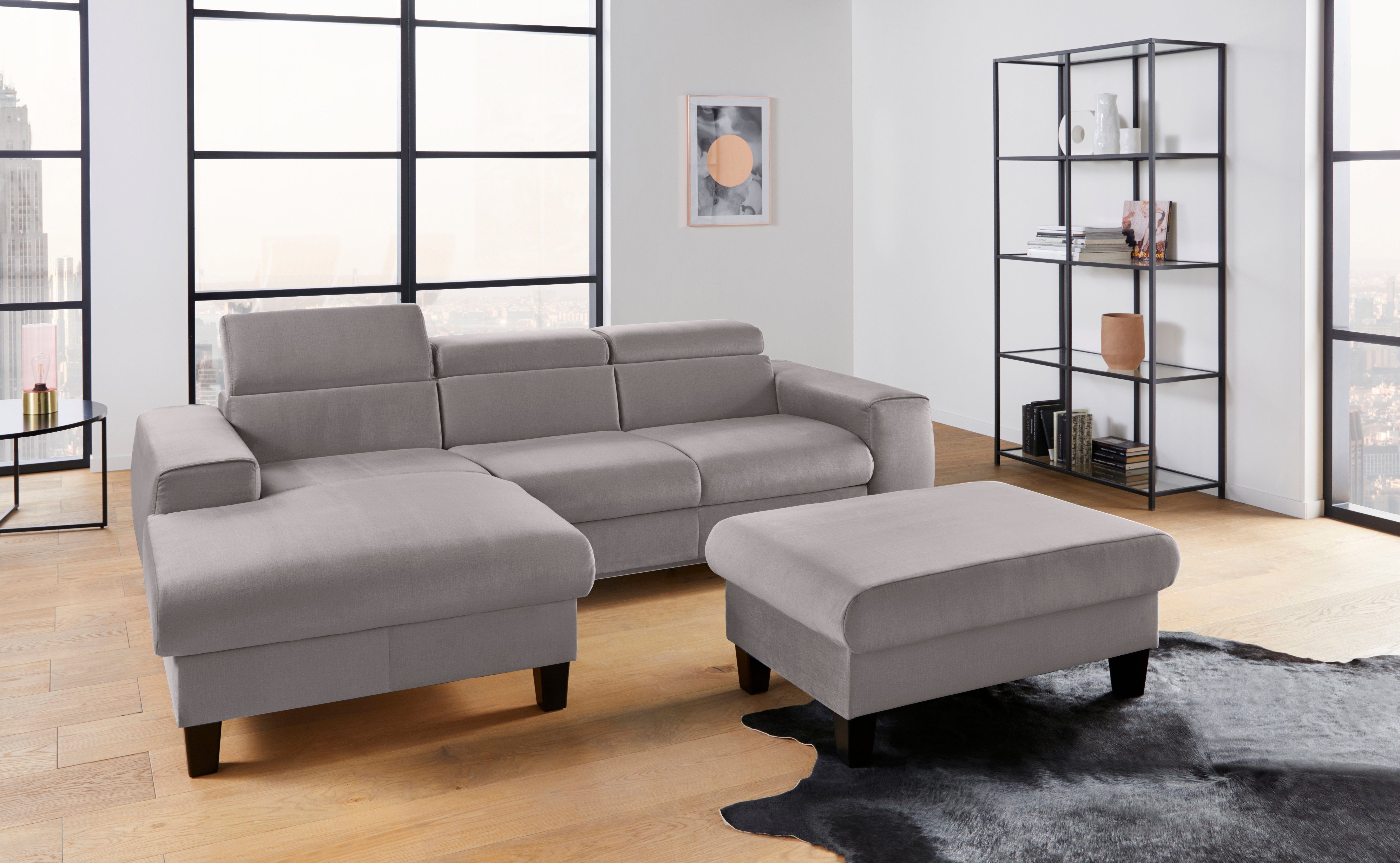 COTTA Polstergarnitur Morven L-Form, (Set), Set bestehend aus: Ecksofa mit Kopfteilverstellung & Hocker