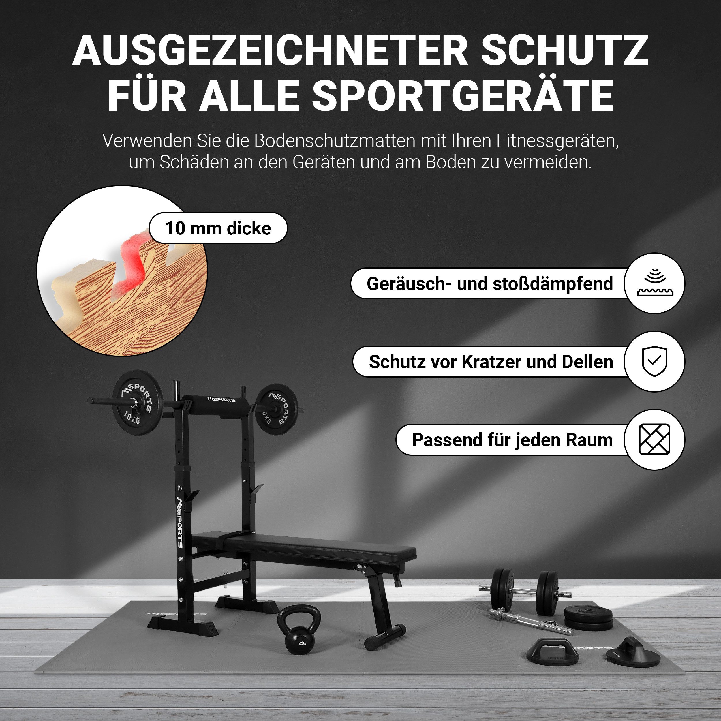 MSports® Bodenmatte Bodenschutzmatten Set - 8 Schutzmatten in verschiedenen Farben (8 Schutzmatten) – Bild 5 von 5