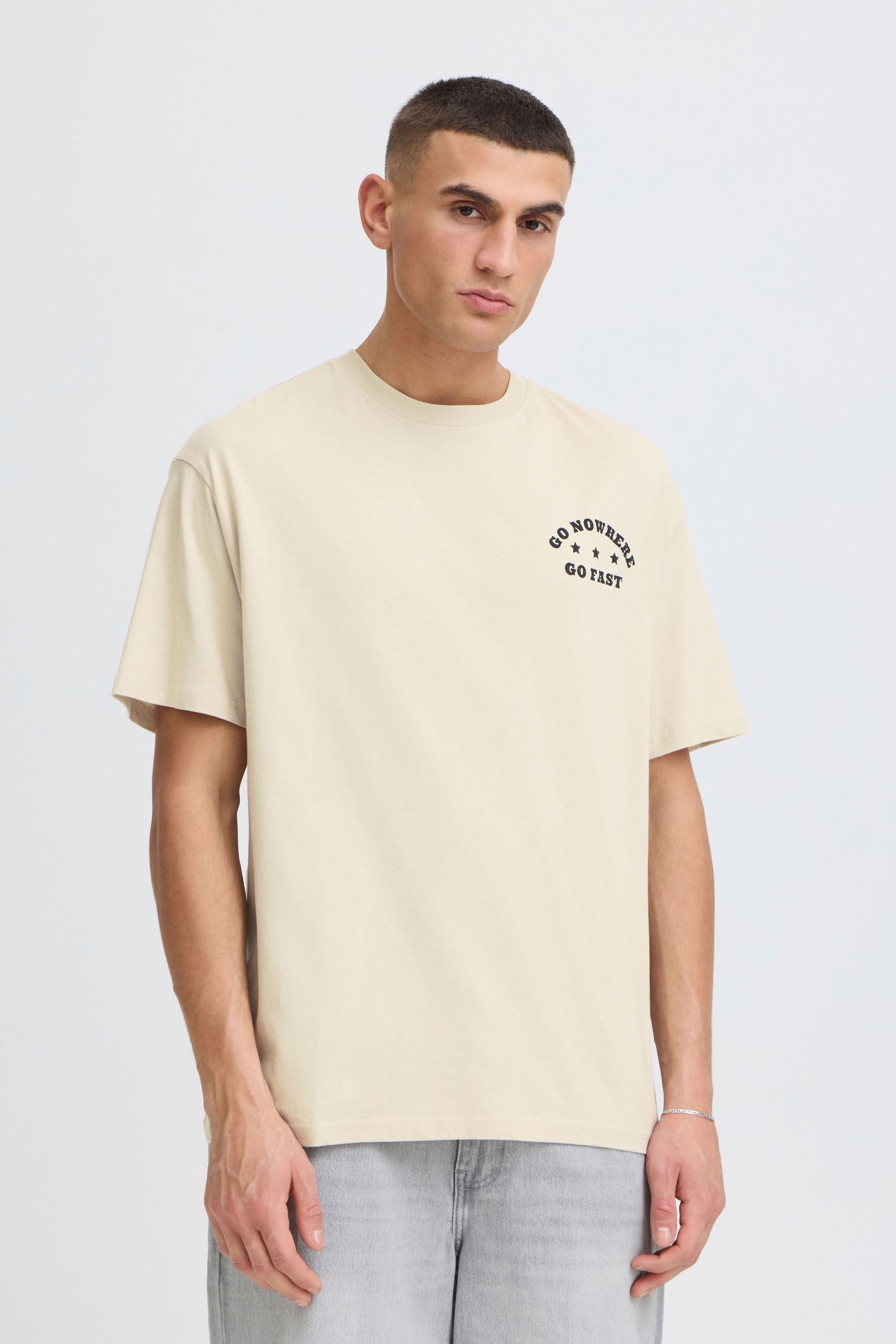 !Solid Rundhalsshirt SDUstance Lässiges T-Shirt mit Backprint - Loose Fit