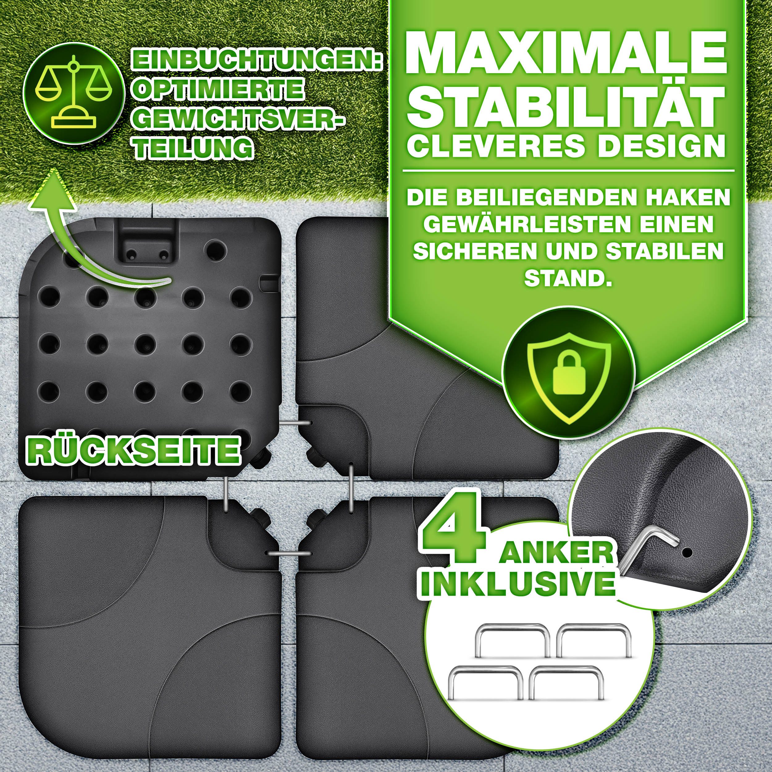 tillvex Sonnenschirm tillvex® Sonnenschirmständer 60L / 80kg Schirmständer Schirmgewicht, Schirmständer Ampelschirmständer wetterfest, inkl. Metallverbinder Sch – Bild 5 von 5