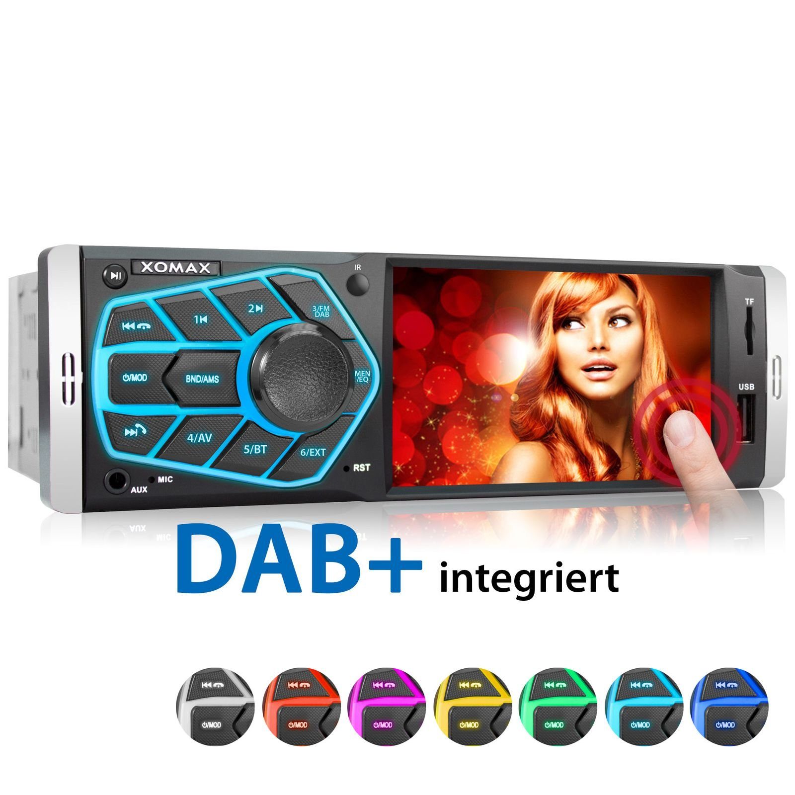 XOMAX XM-V418 Autoradio mit DAB plus Touchscreen Bildschirm Bluetooth 1 DIN Autoradio