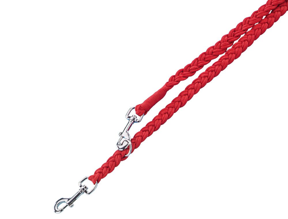 Nobby Hundeleine Führleine geflochten, rot, S-M, Nylon, 3-fach verstellbar