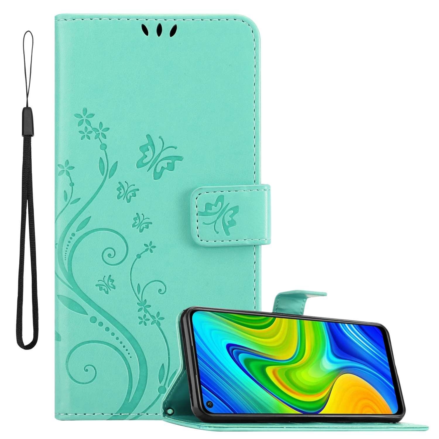 Cadorabo Handyhülle für Xiaomi RedMi NOTE 9 Hülle Xiaomi RedMi NOTE 9, Hülle Schutzhülle Blumen Flower mit Standfunktion Kartenfach Magnet