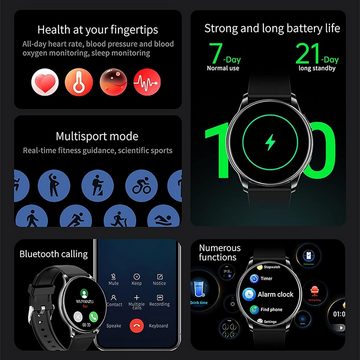 findtime Smartwatch (1,32 Zoll, Android iOS), Gesundheits Fitnessuhr Whatsapp Funktion Pulsuhr Digitale Armbanduhr