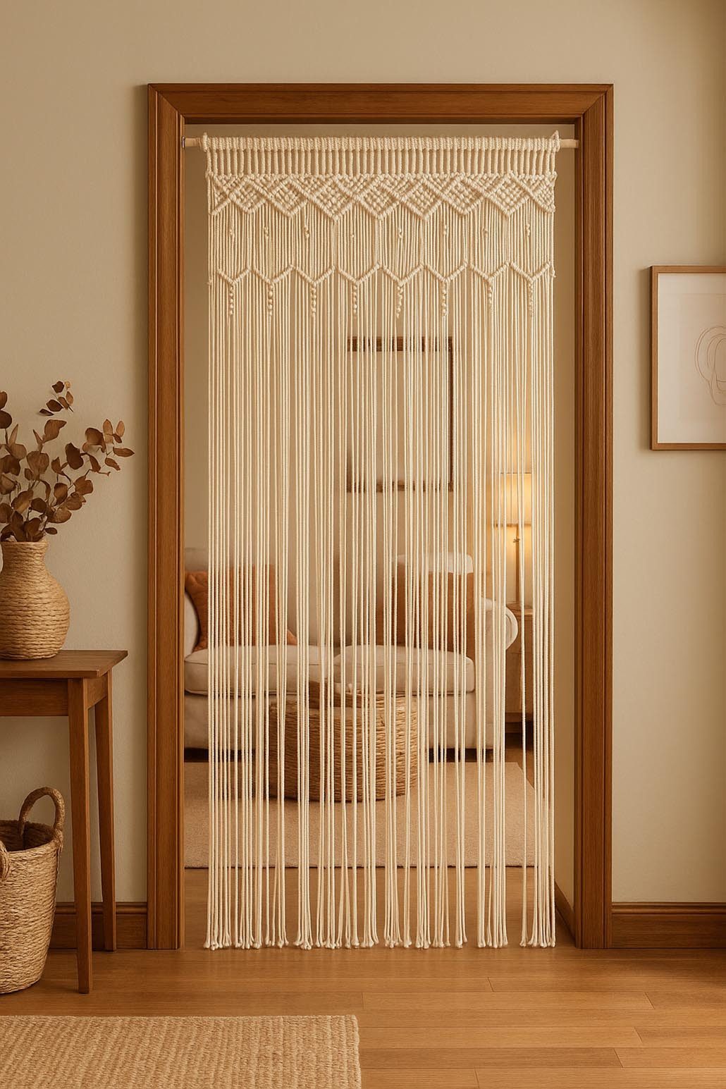 Kobolo Türvorhang Vorhang Instektenschutz LACE beige 132 Stränge 95x210cm ( günstig online kaufen