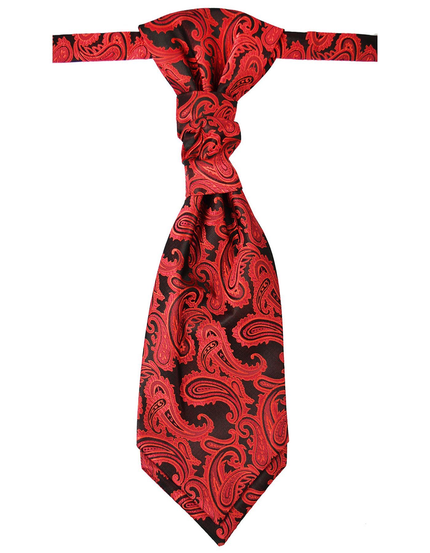 Paul Malone Krawatte Plastron paisley Hochzeitskrawatte - vorgebunden rot v99