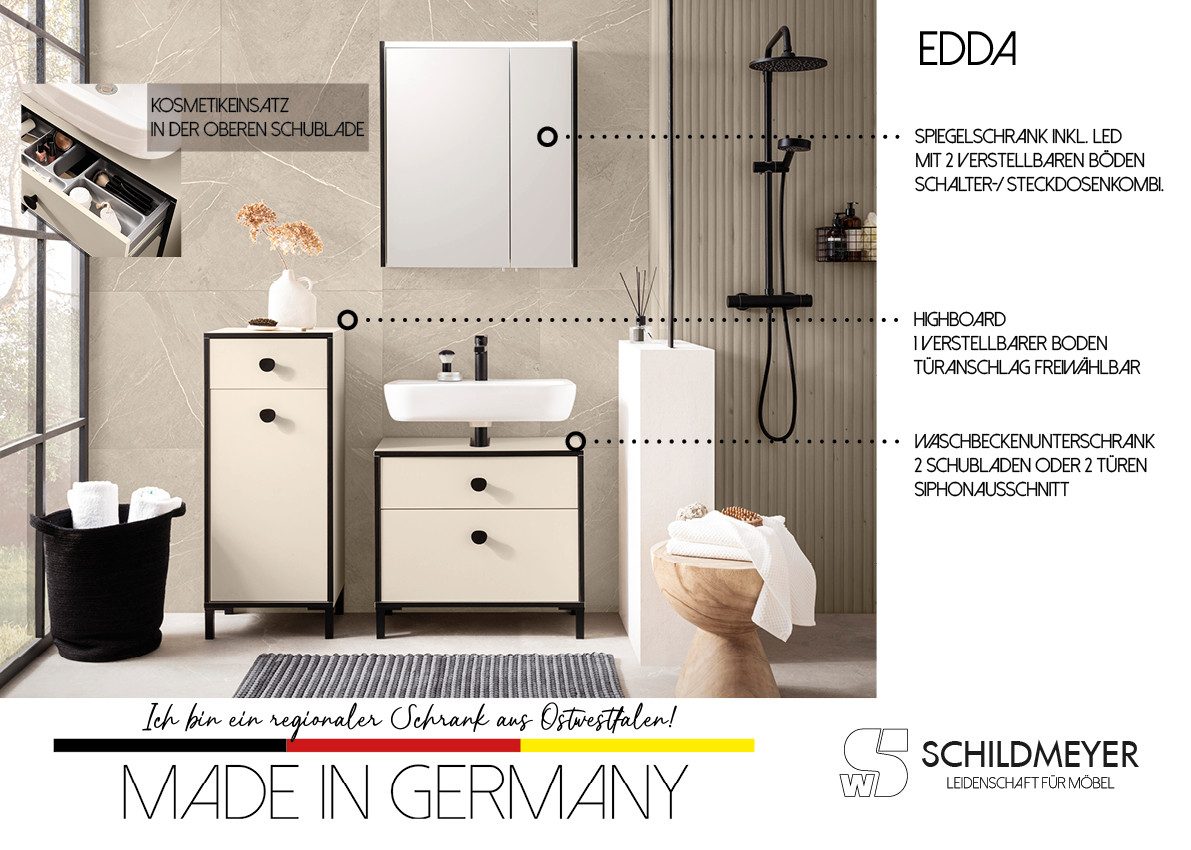 Schildmeyer Highboard Edda, Breite 40,3 cm, eine Tür & eine Schublade, Made in Germany