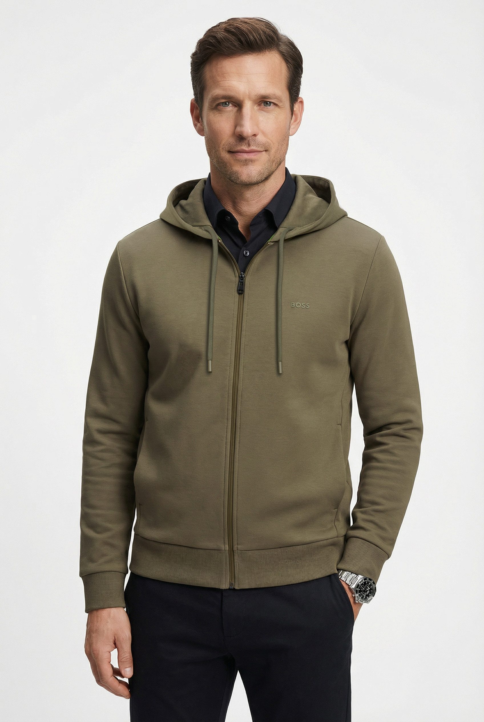 BOSS GREEN Kapuzensweatjacke Saggy mit BOSS Aufdruck günstig online kaufen